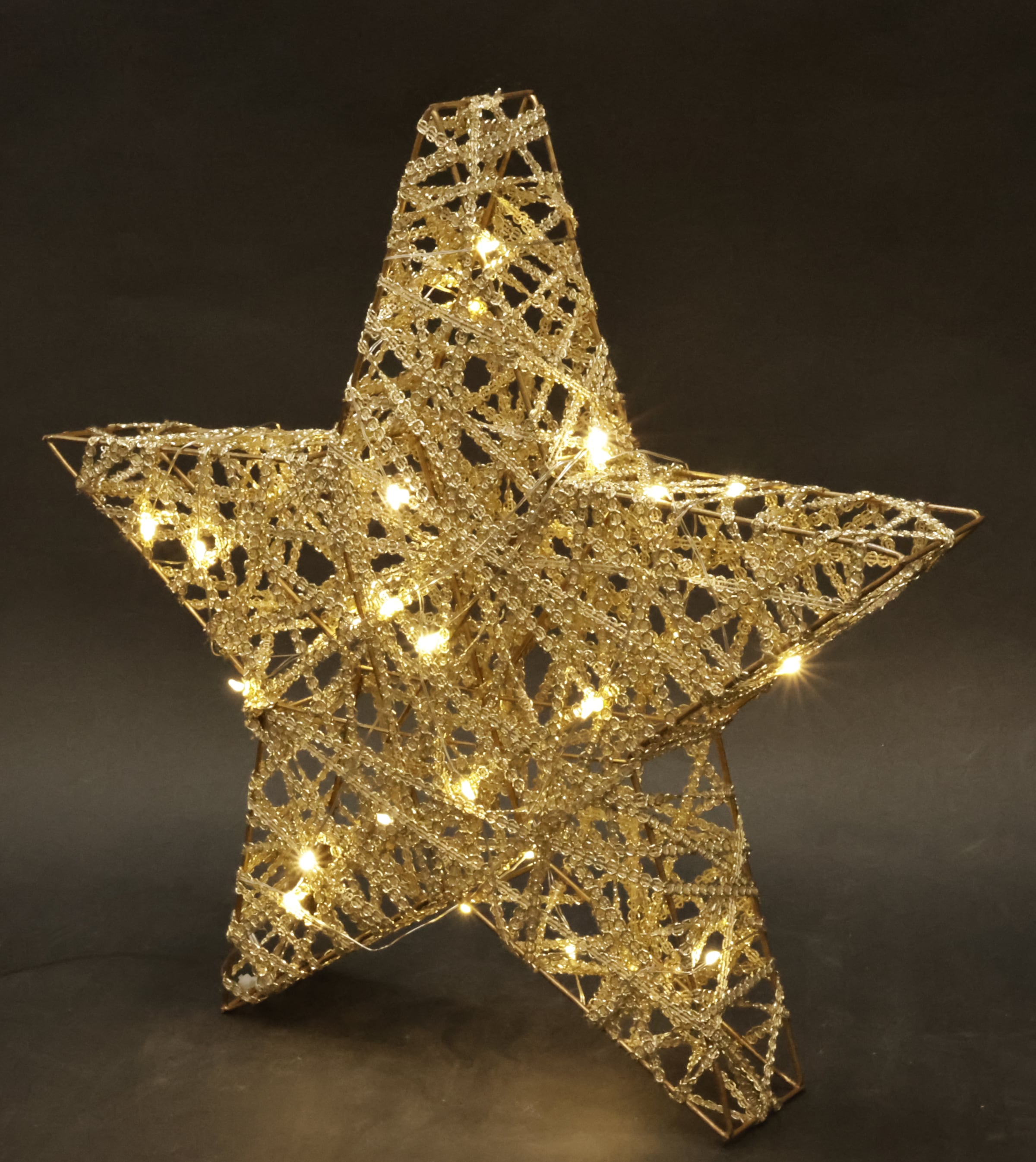 I.GE.A. Dekostern »LED Stern mit Timer 33 cm«, (1 St.), Deko Warmweiß Leuchtstern Weihnachtsdeko Weihnachtsstern gold