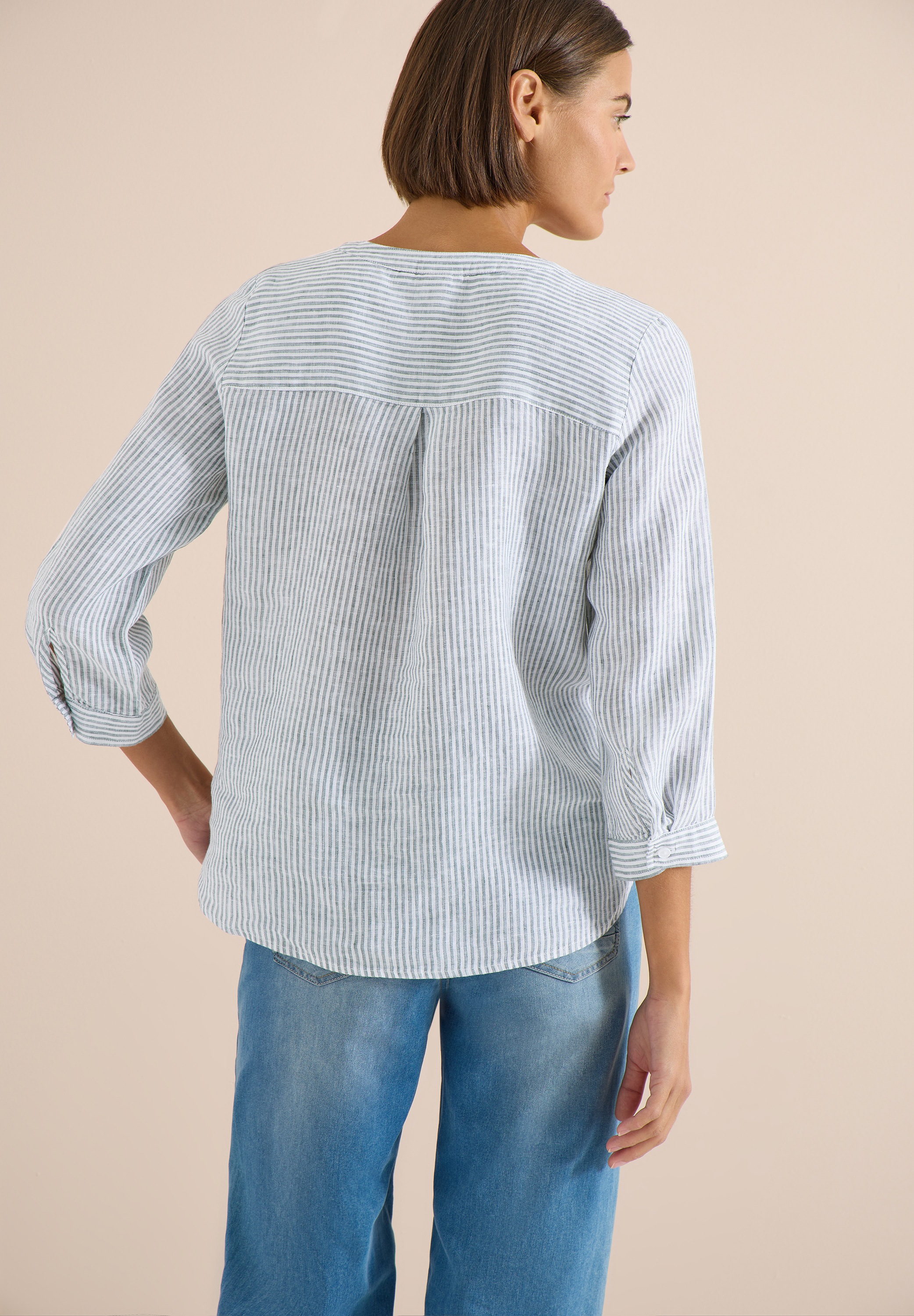 Cecil Schlupfbluse aus sommerlicher Leinenqualität, Streifen-Dessin