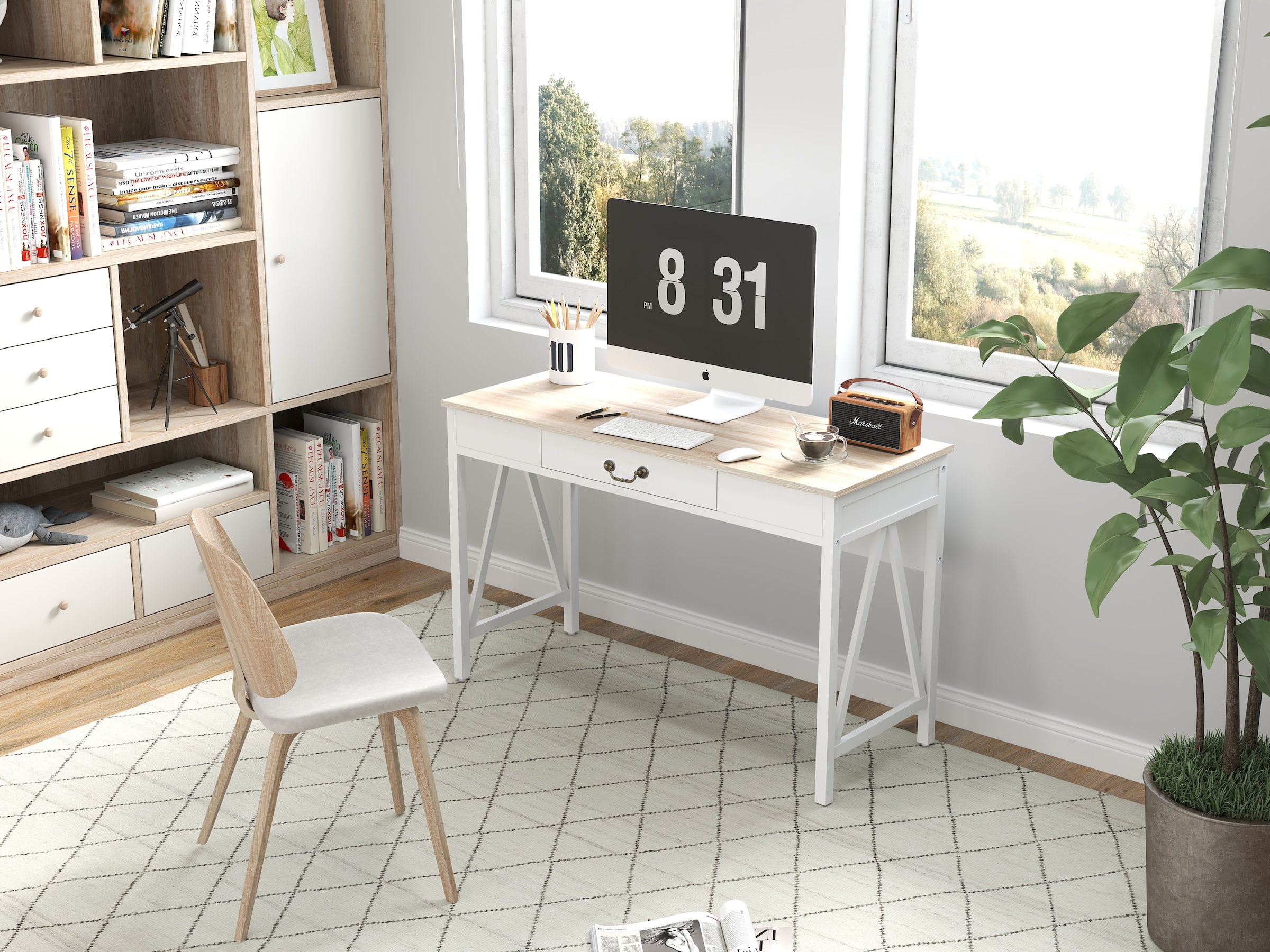 Home affaire Schreibtisch »Bellerie«, Landhausoptik, Soft-Close, kratzfeste Oberfläche, Breite 120 cm