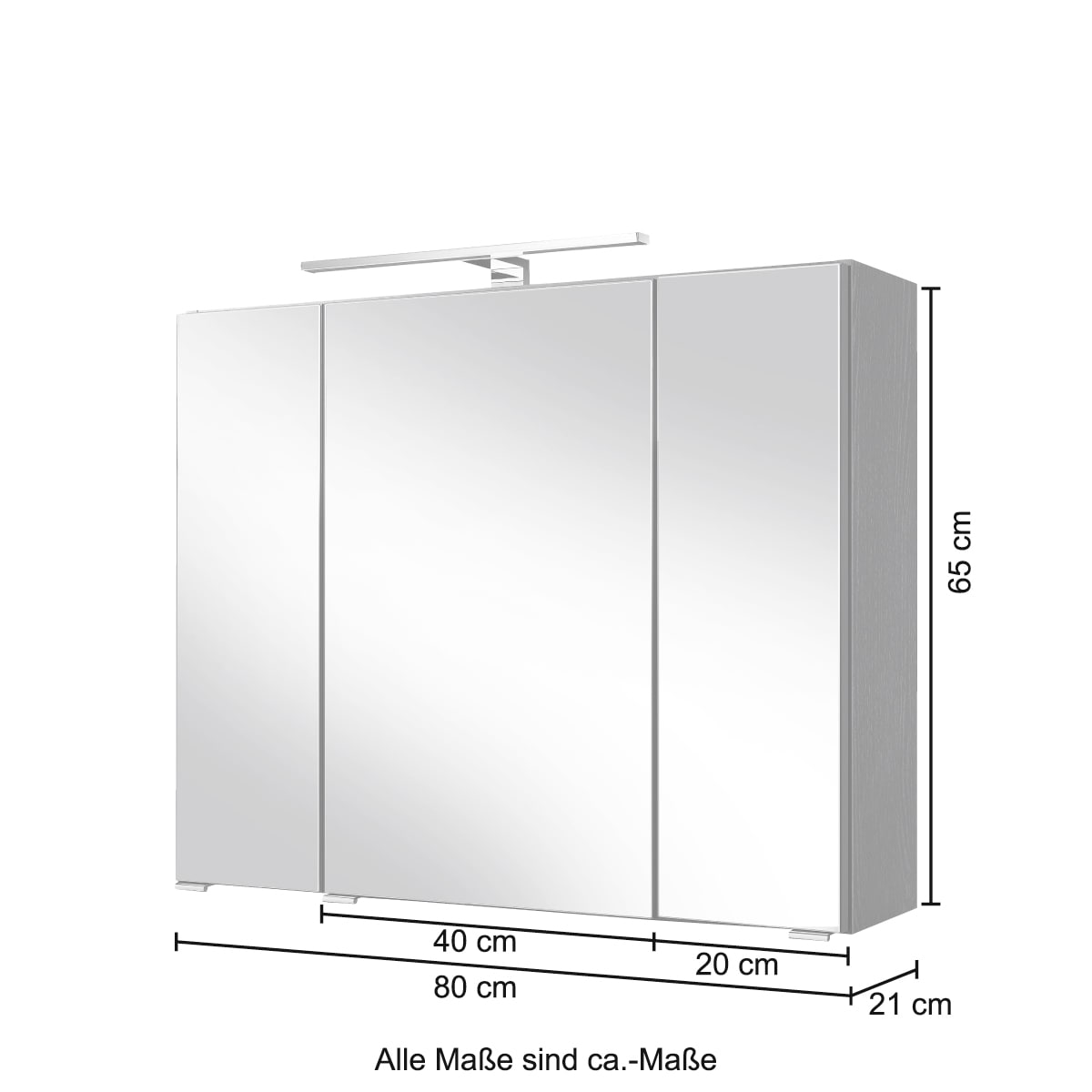 HELD MÖBEL Spiegelschrank »Malibu«, Breite 80 cm, mit Spiegeltüren und Türendämpfern