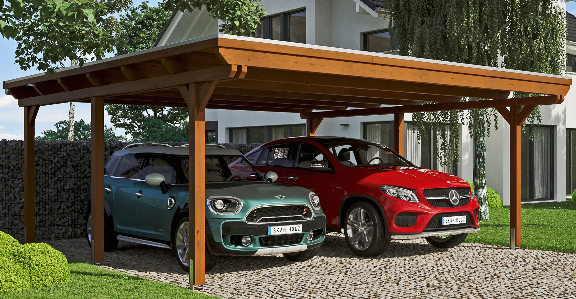 Skanholz Doppelcarport "Emsland" Massivholz 550 cm braun