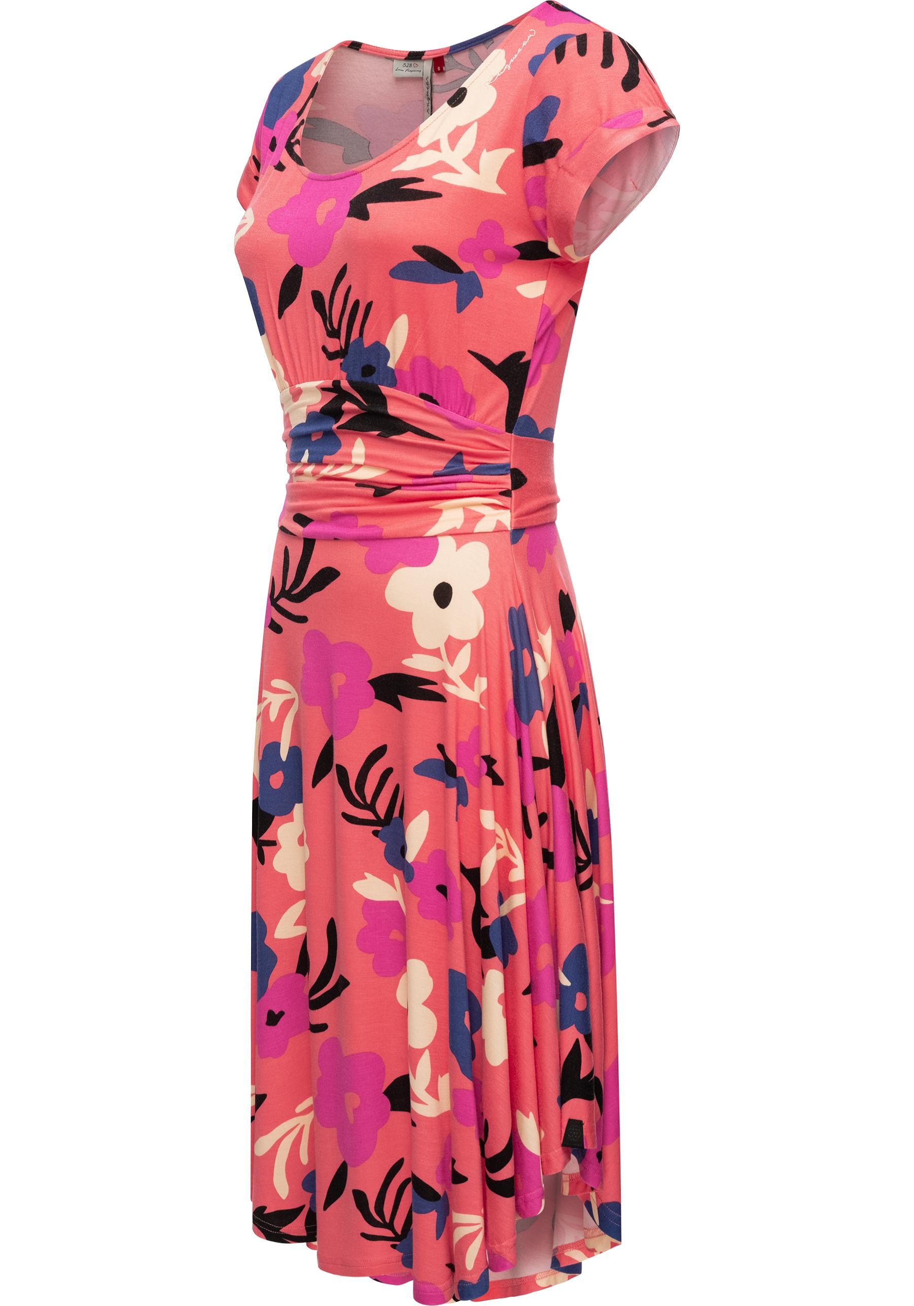 Ragwear Sommerkleid »Yvone Flowers«, Leichtes Jersey-Kleid mit Taillengürtel