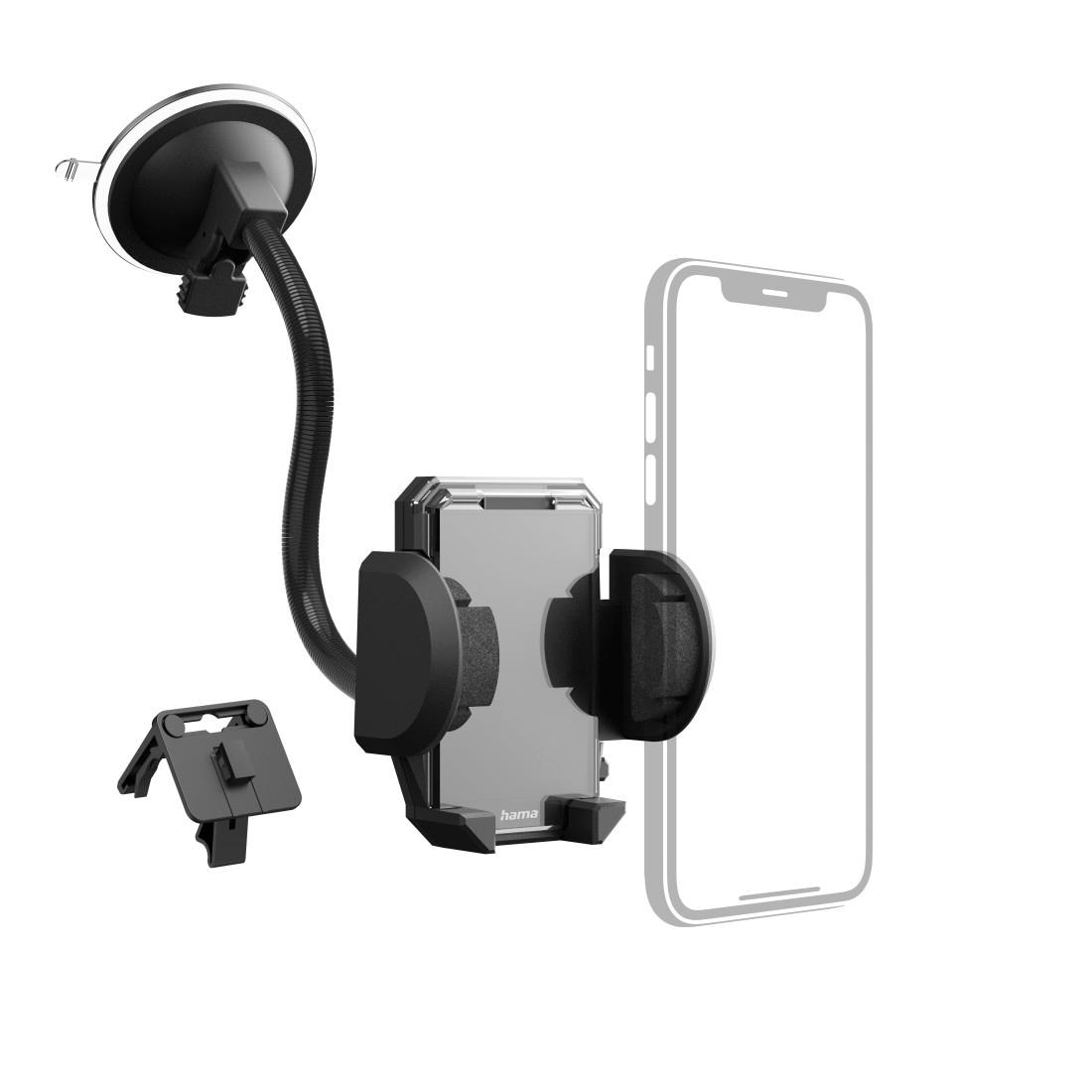Hama Smartphone-Halterung »2in1 Auto Handyhalterung Set Multi für Lüftung  und Scheibe«, passend für Smartphone Größe :4 - 11 cm