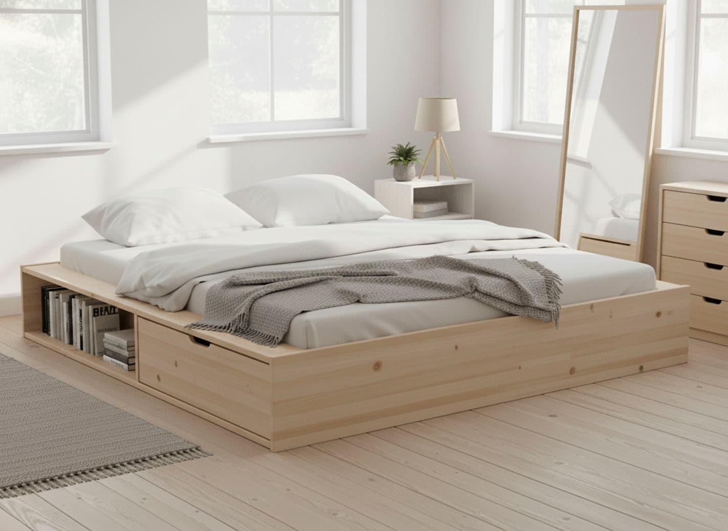 OTTO home Massivholzbett "Erno, Stauraumbett Futonbett, 275KG belastbar" Breite/ Belastbarkeit: 120cm/275 KG, 180cm/275 KG, mit Lattenrost, FSC zertifiziert, viel Stauraum + Ablagen