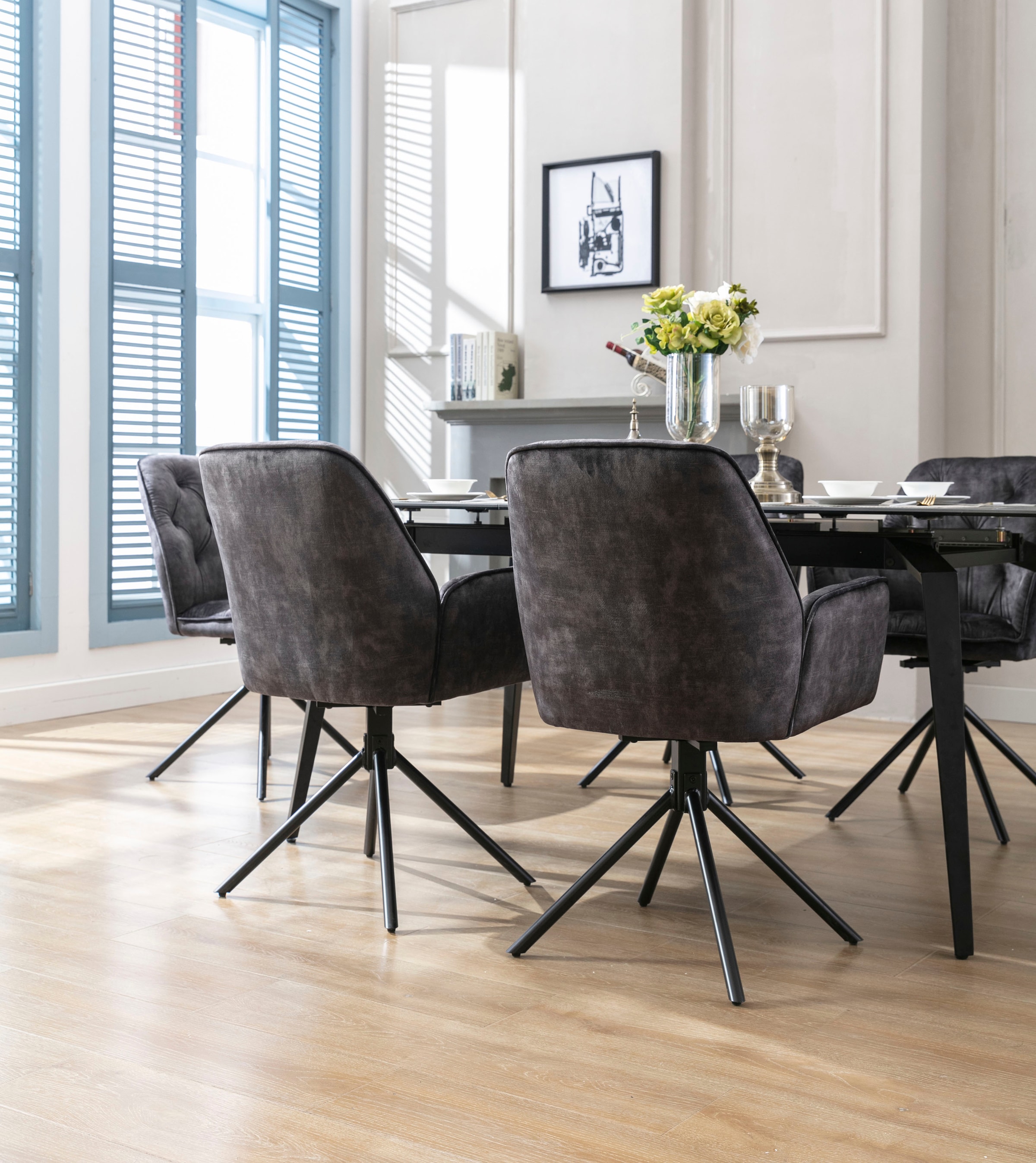 byLIVING Esszimmerstuhl "Sarina" (Set) 2er-Set, hochwertiger Vintage-Samt B günstig online kaufen