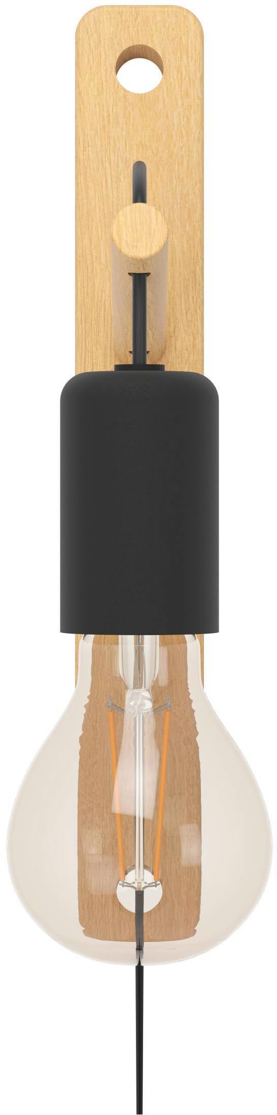 EGLO Wandleuchte »Pockley Wandlampe, Vintage Wohnzimmerlampe E27, Lampe höhenverstellbar« E27 1 Stk. Wand-/Deckenleuchte - L4,5 x H29,5 x AL16 cm - braun, schwarz