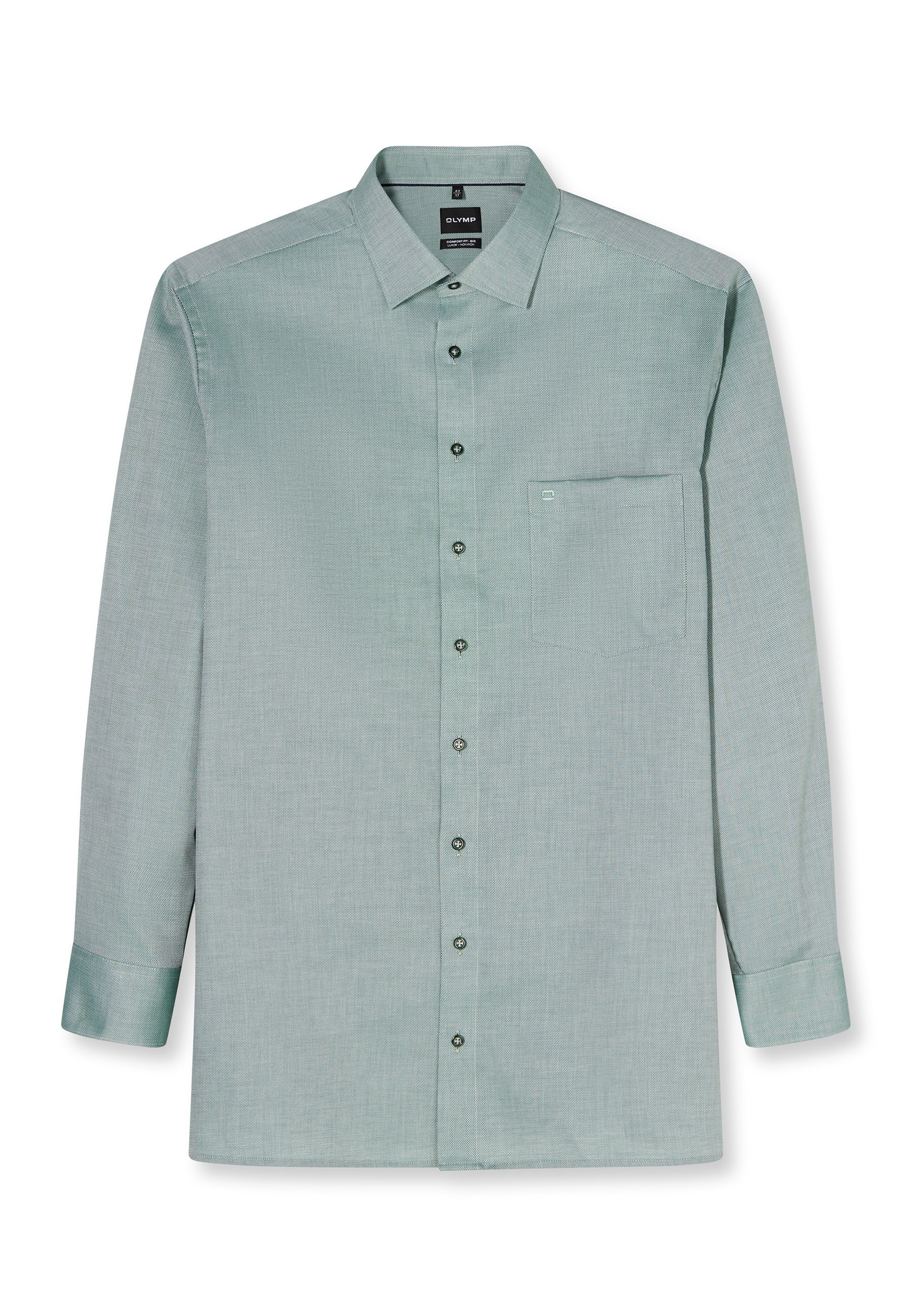 Businesshemd OLYMP "OLYMP Luxor, comfort fit - big, New Kent", Herren, Gr. 46, Normaler Arm, grün, 100% Baumwolle, Hemden