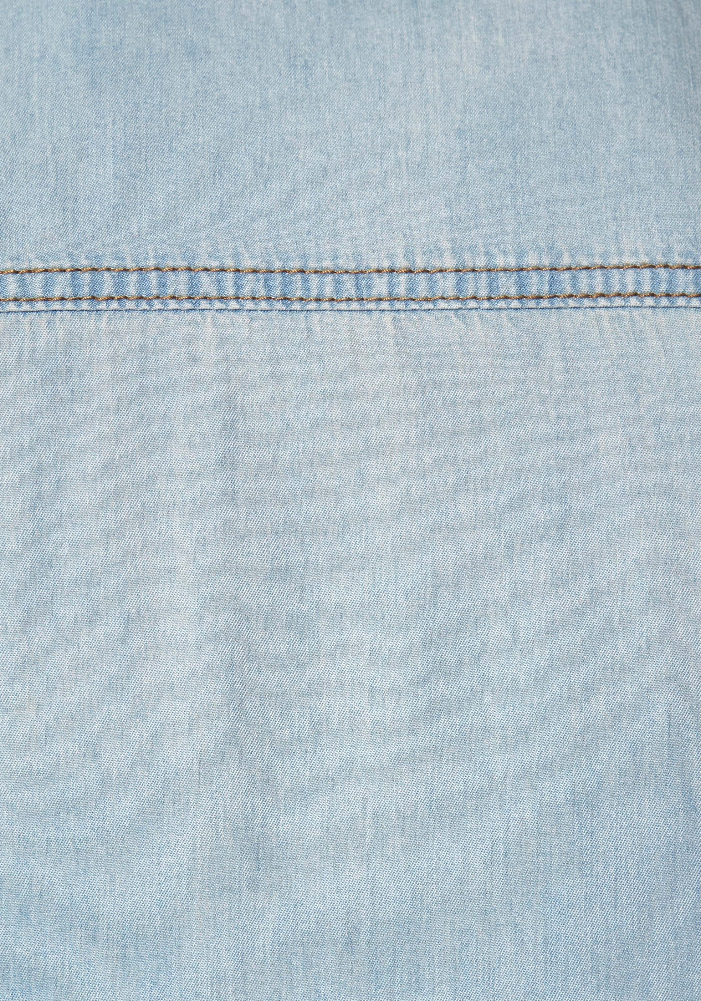 Arizona Jeansbluse, in Perlmuttoptik Knöpfen mit | für kaufen BAUR