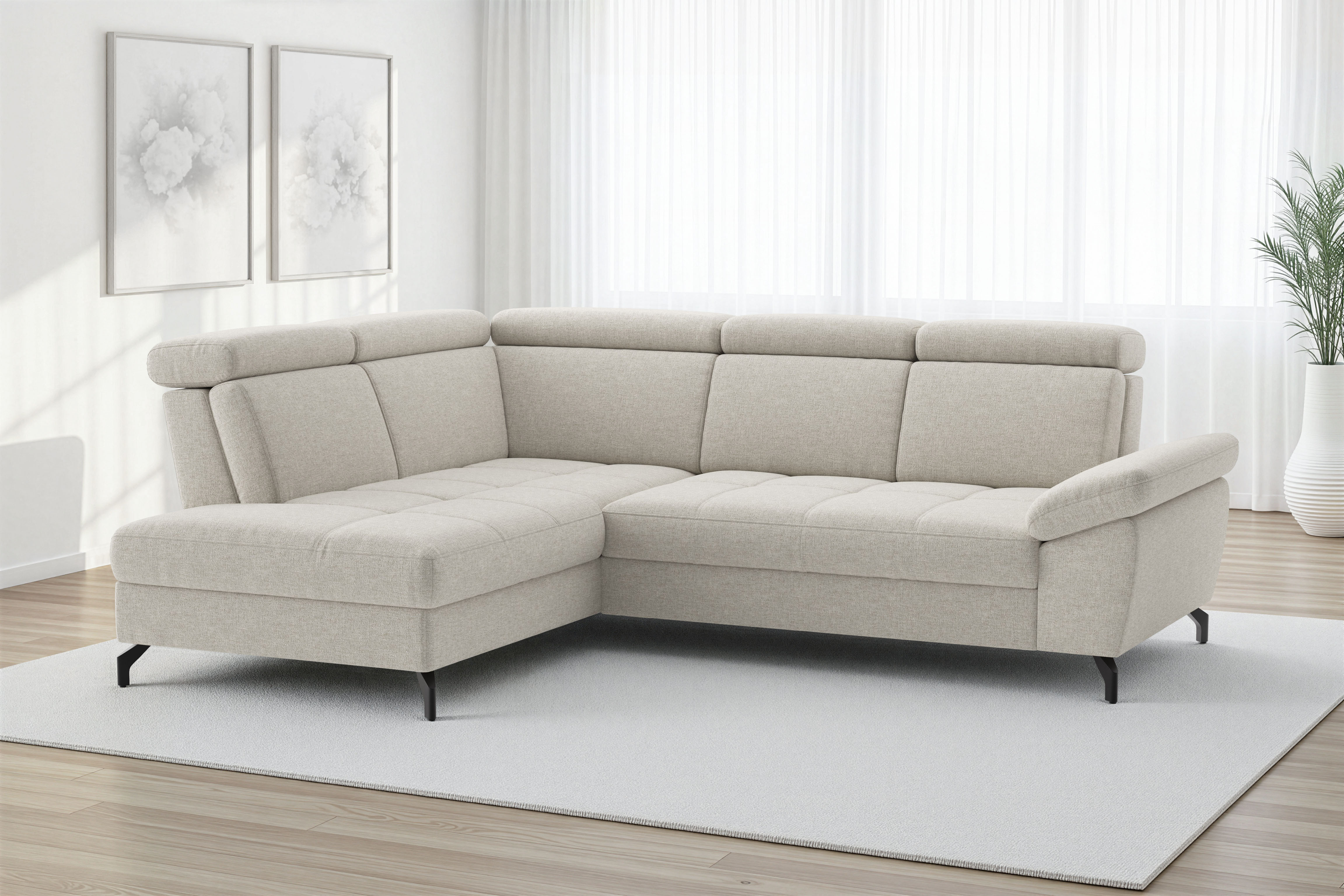 sit&more Ecksofa "Vanity; L-Form, B. 254 cm" Inkl.Sitz-,Kopf-und Armteilverstellung