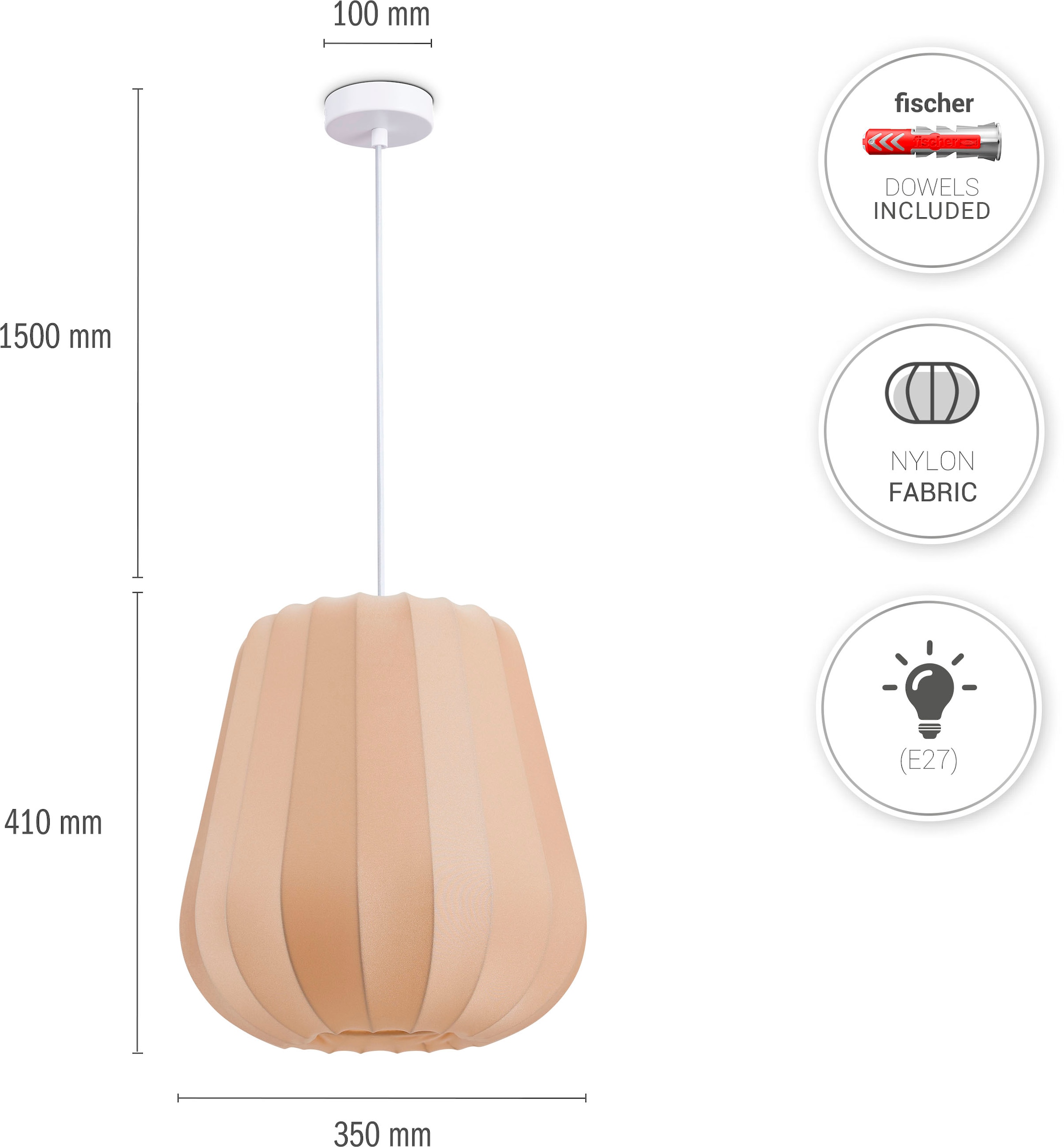 Paco Home Pendelleuchte »HUGO PD1«, 1 flammig, Leuchtmittel E27 | ohne Leuchtmittel