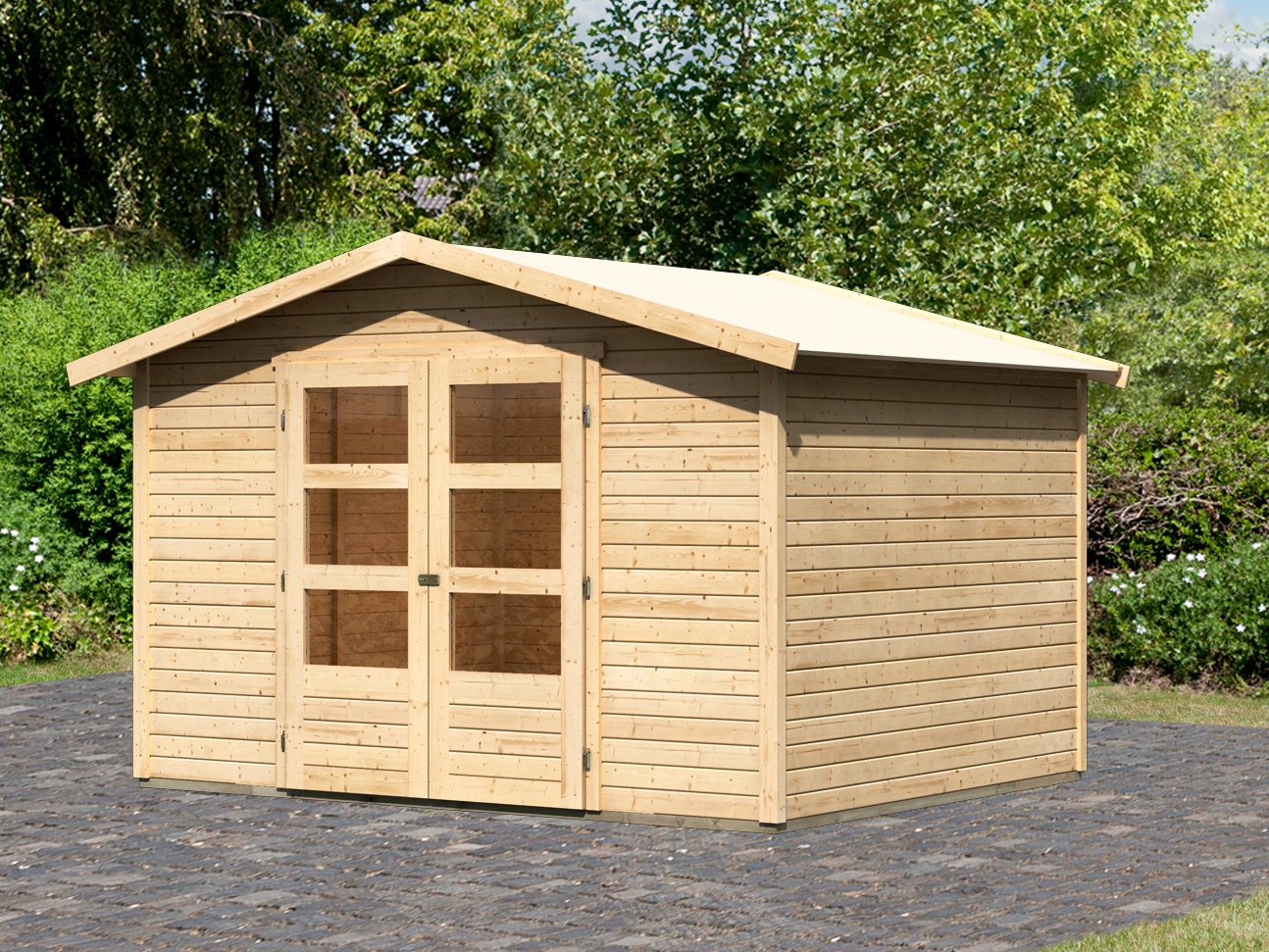 Karibu Gartenhaus "Amberg 5" naturbelassen oder anthrazit, mit Boden günstig online kaufen