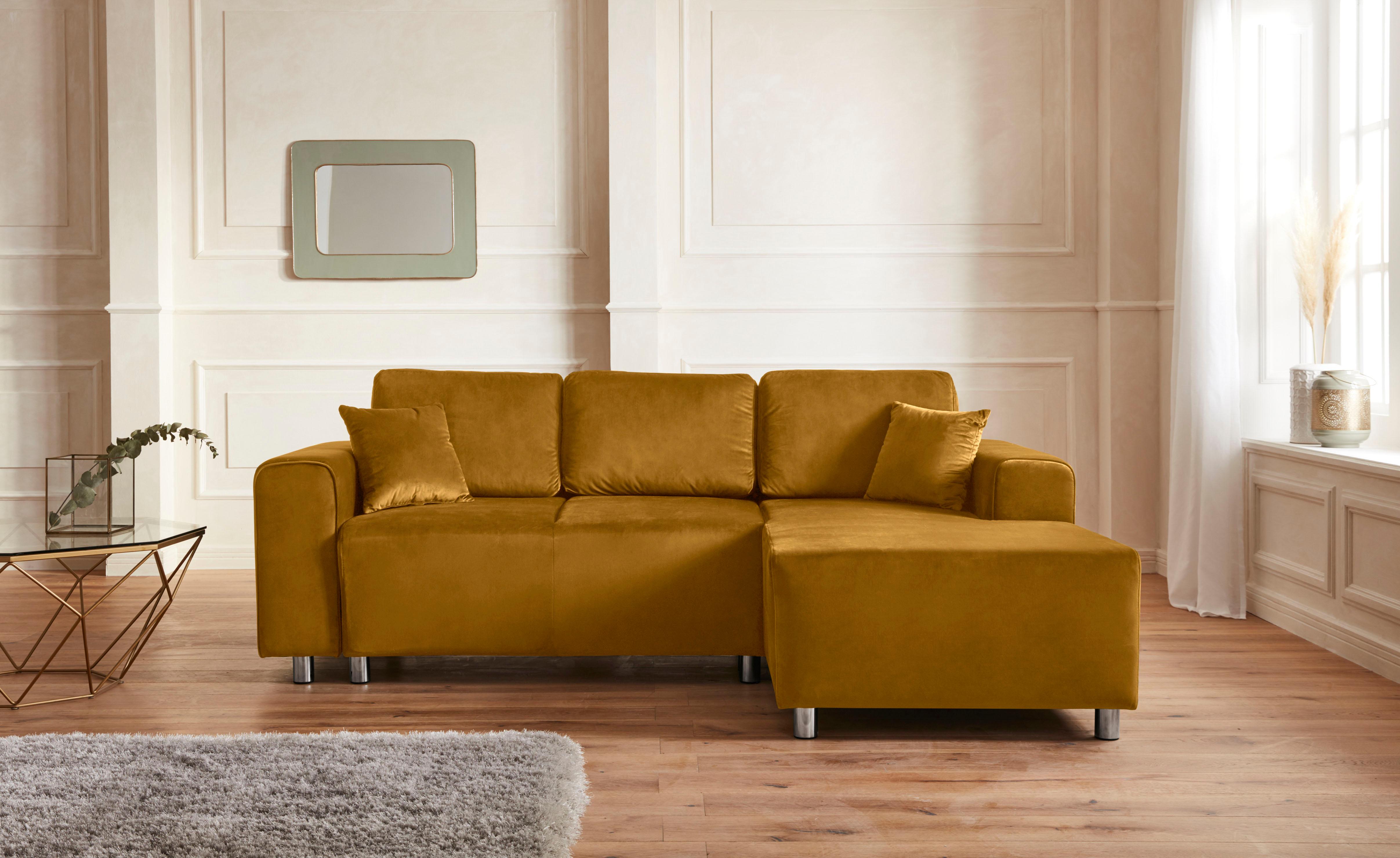 Home affaire Ecksofa "Györ" L-Form, wahlweise mit Bettfunktion und Bettkasten incl. 2 Zierkissen