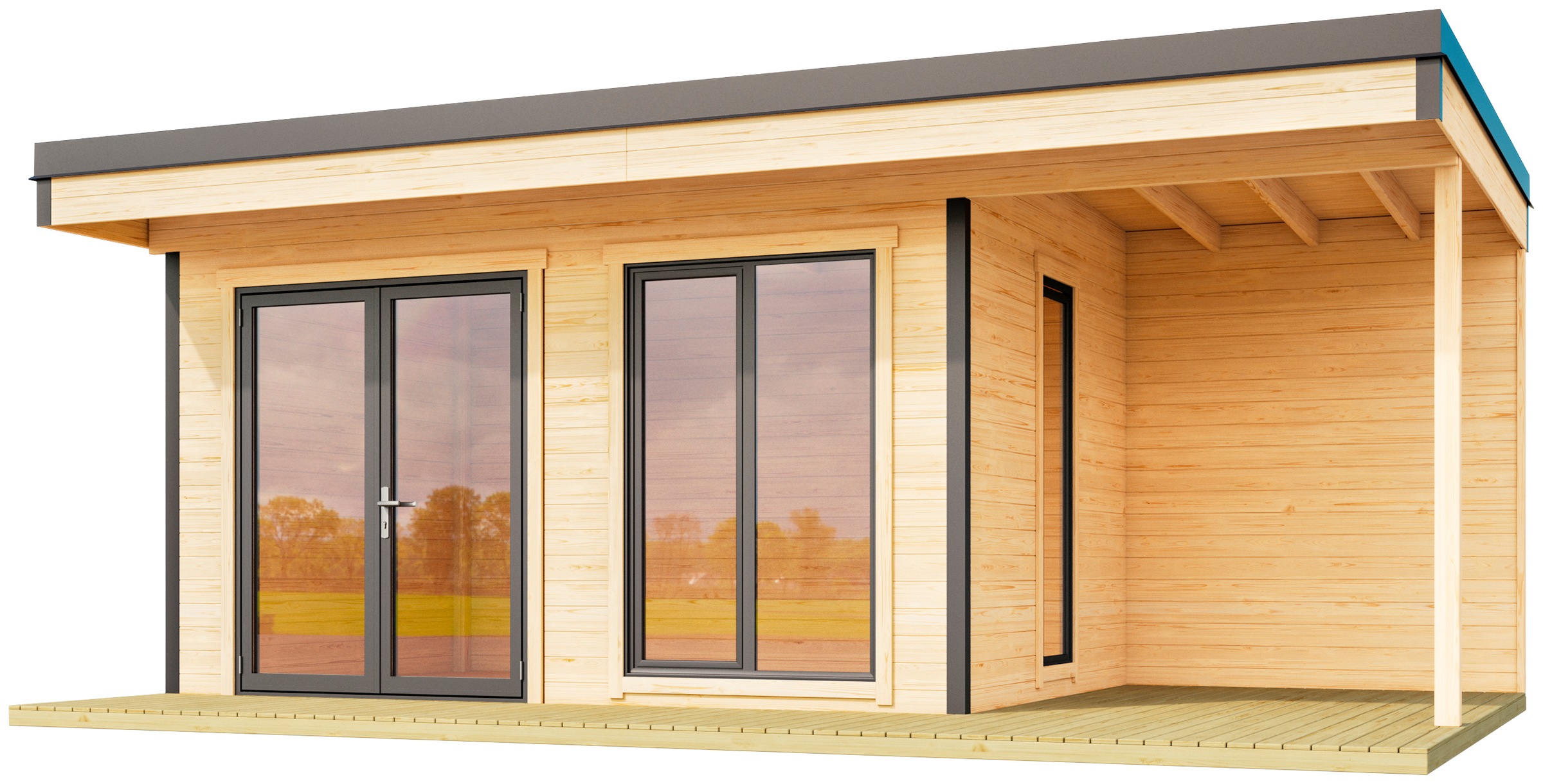 LASITA MAJA Gartenhaus "DOMEO 7 NATUR/ANTHRAZIT" mit Anbau, Fundamentmass 4 günstig online kaufen