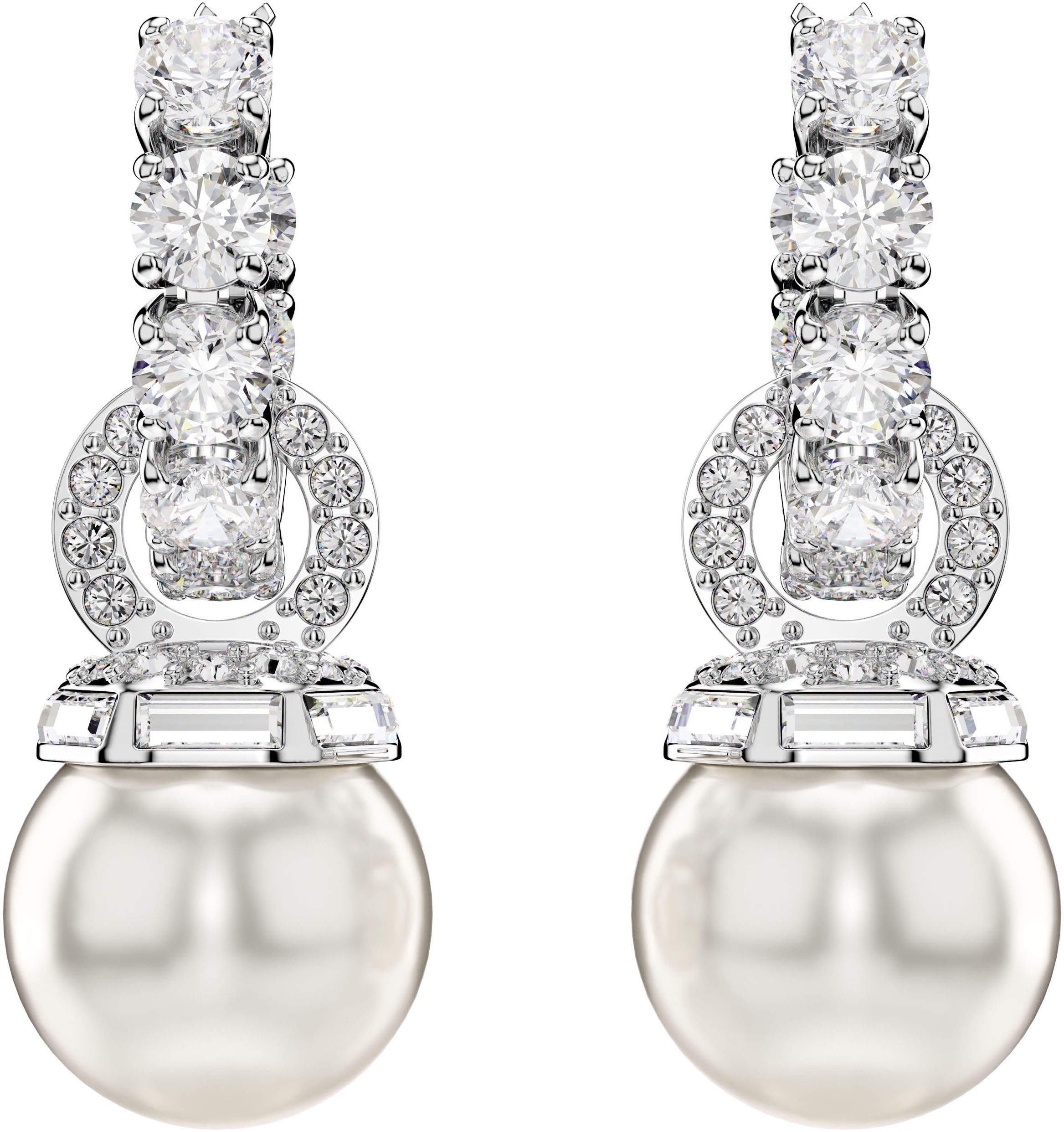 Swarovski Paar Creolen »Schmuck Geschenk Matrix Drop-Ohrhänger, 5691716«, mit Swarovski® Kristall - mit Swarovski® Perle - Einhänger abnehmbar