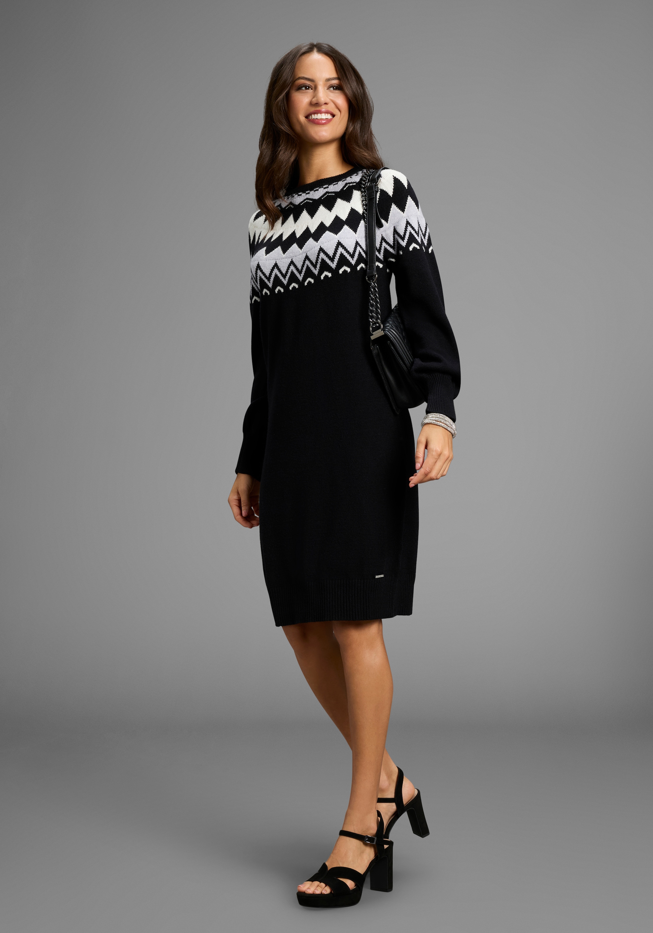 Laura Scott Strickkleid Ohne Taschen mit kuscheligem Norwegermuster - NEUE günstig online kaufen