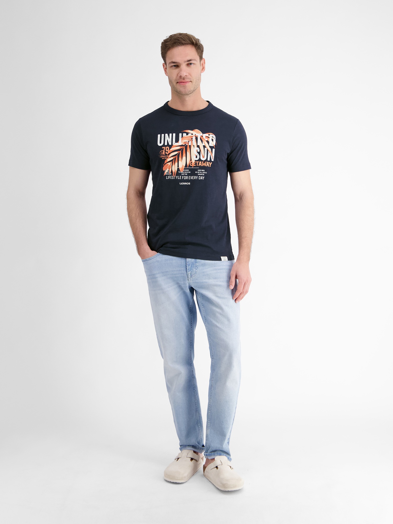 LERROS T-Shirt »LERROS Herren T-Shirt mit Brustprint«
