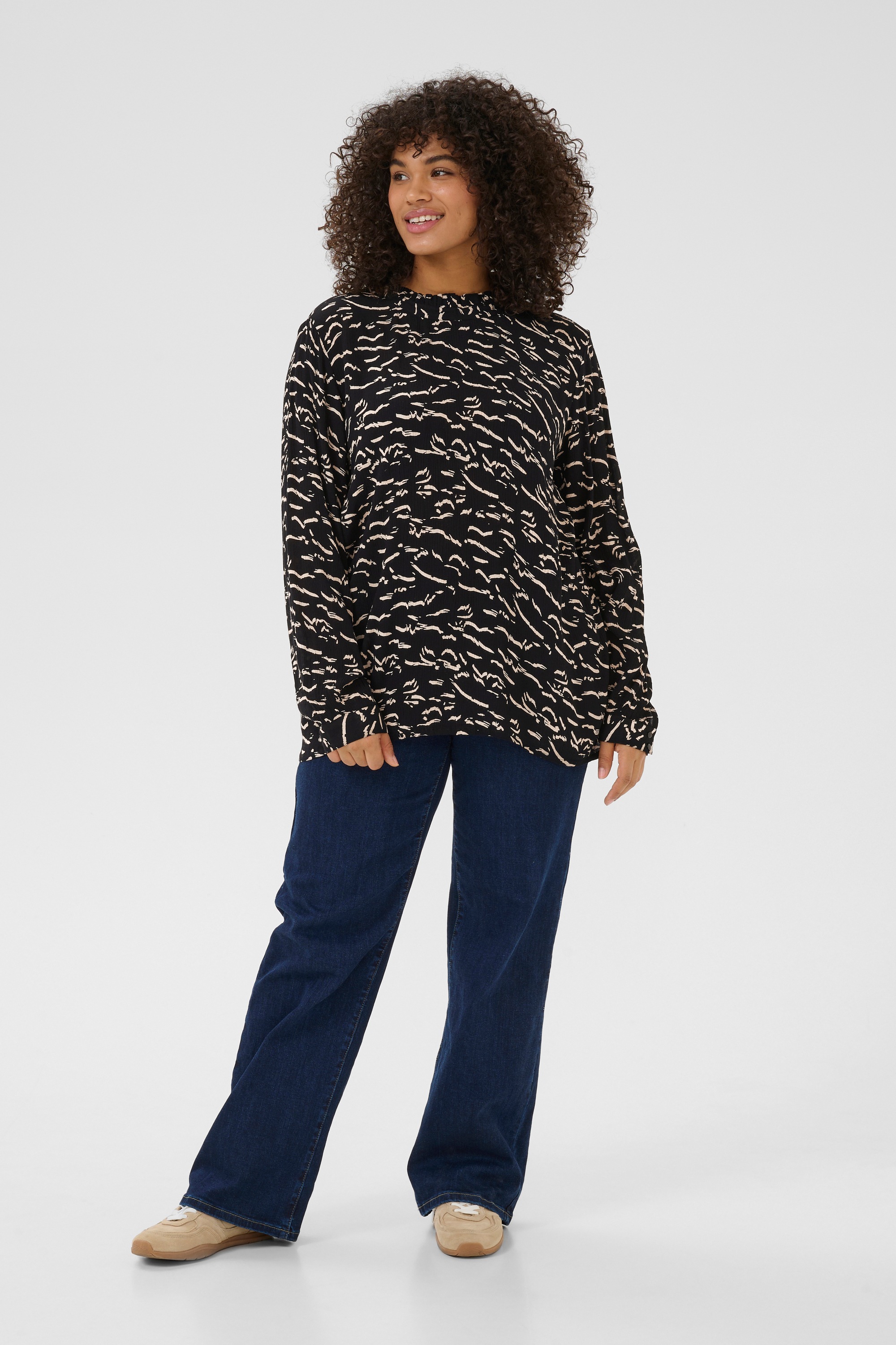 KAFFE Curve Langarmbluse »Damen Bluse langarm KClune«