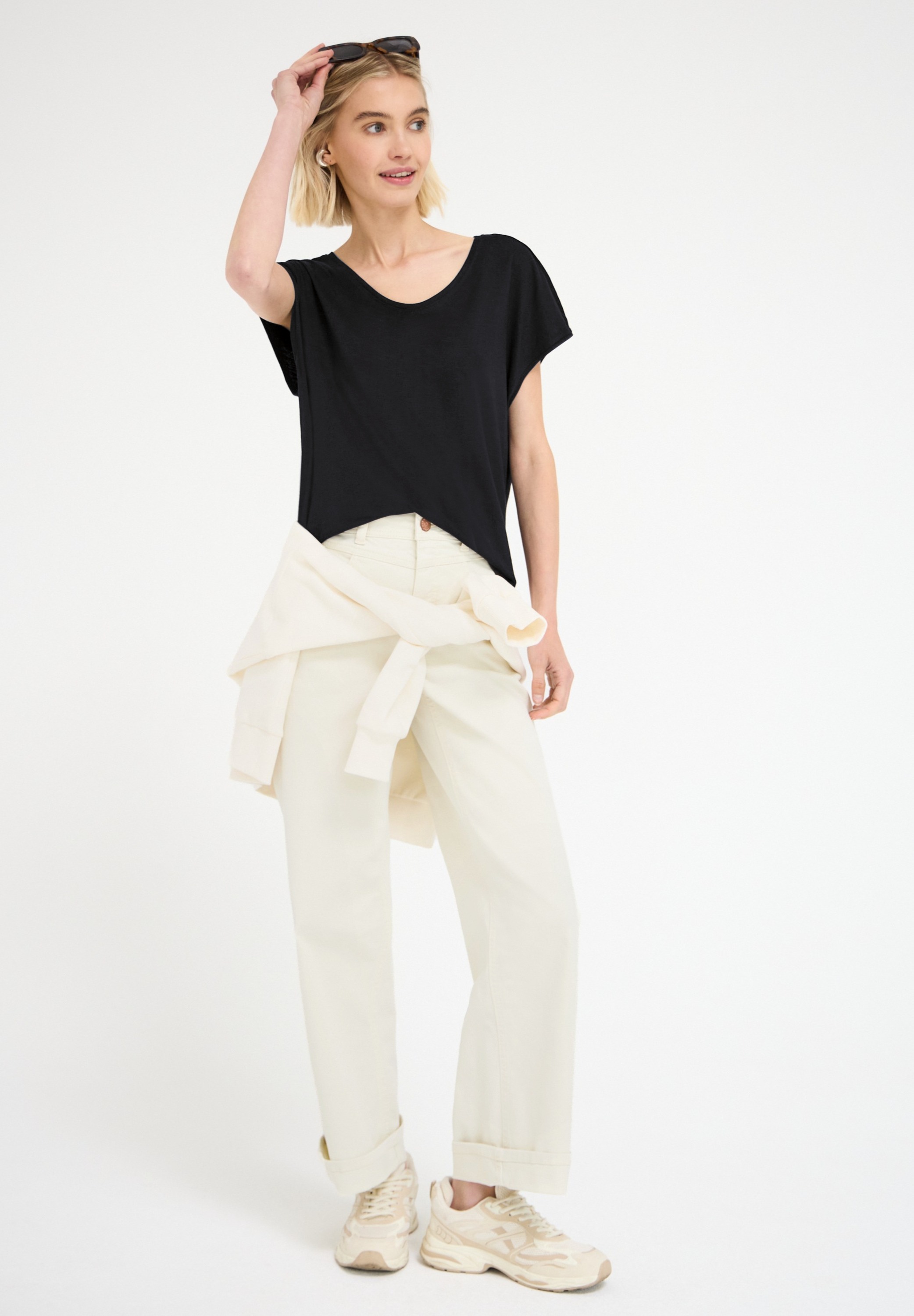 STREET ONE STUDIO V-Shirt im soften Baumwoll-Mix
