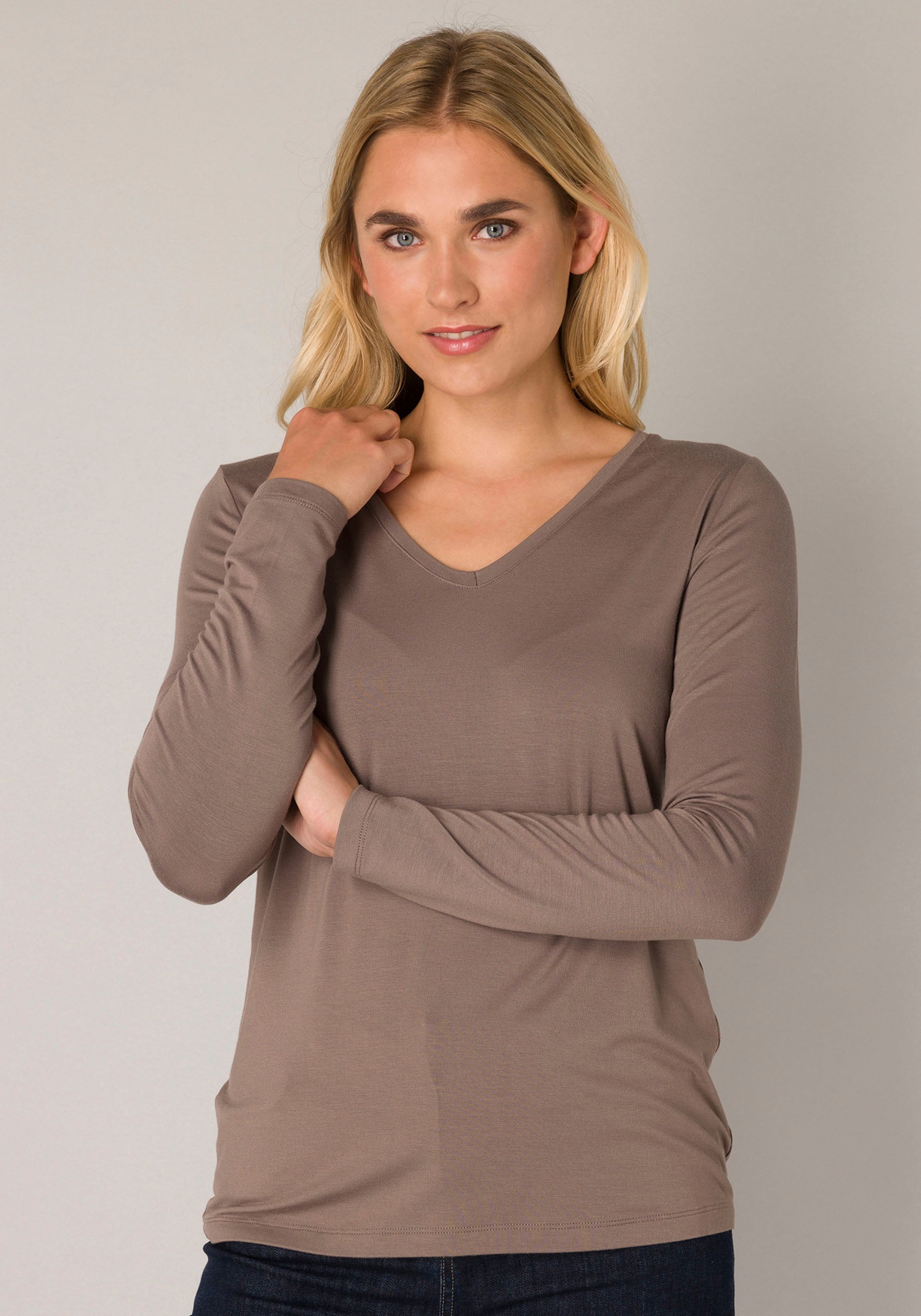 | Base online mit bestellen Langarmshirt, V-Ausschnitt Level BAUR