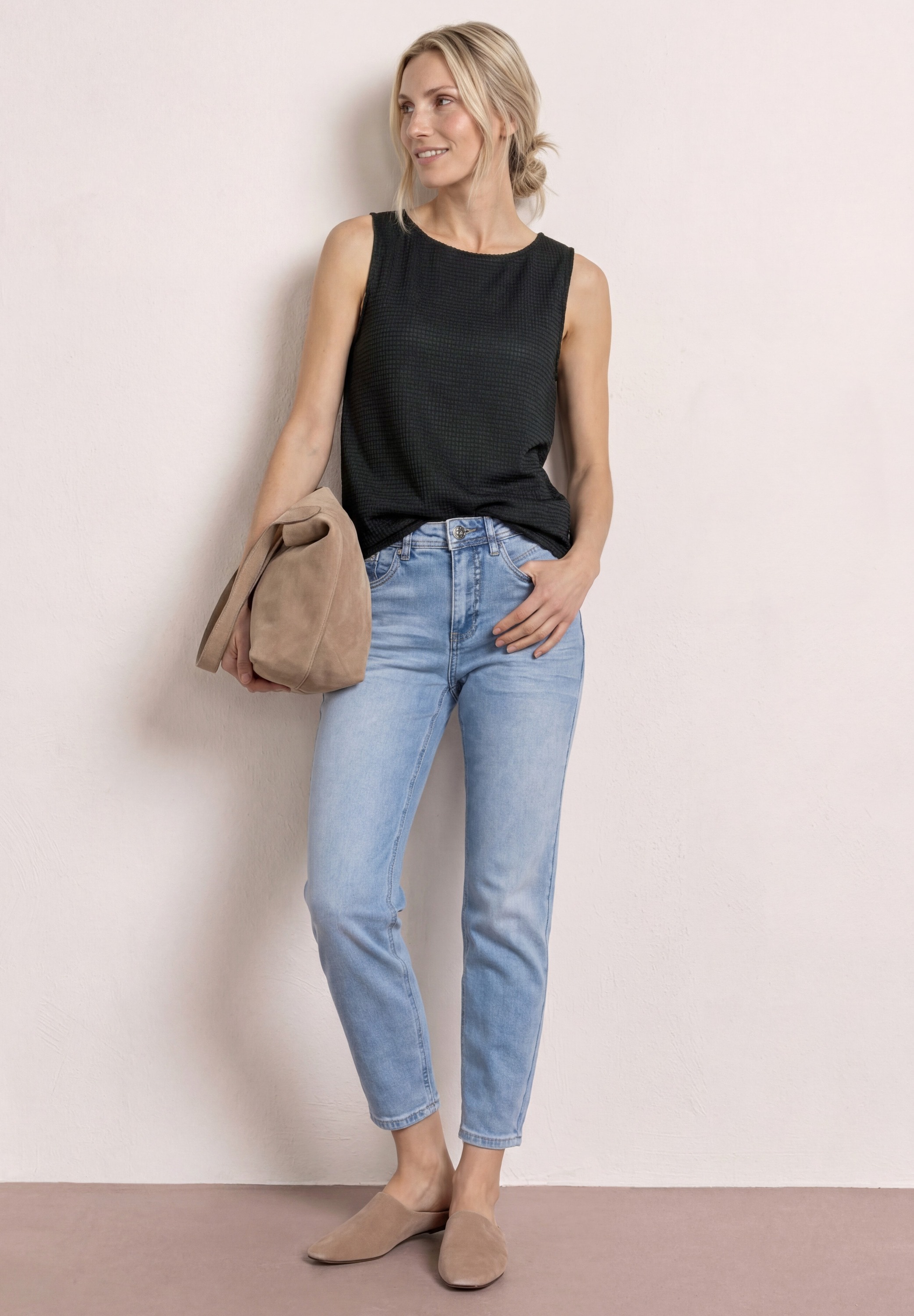 STREET ONE Mesh-Top 2-in-1-Sommertop in Unifarben