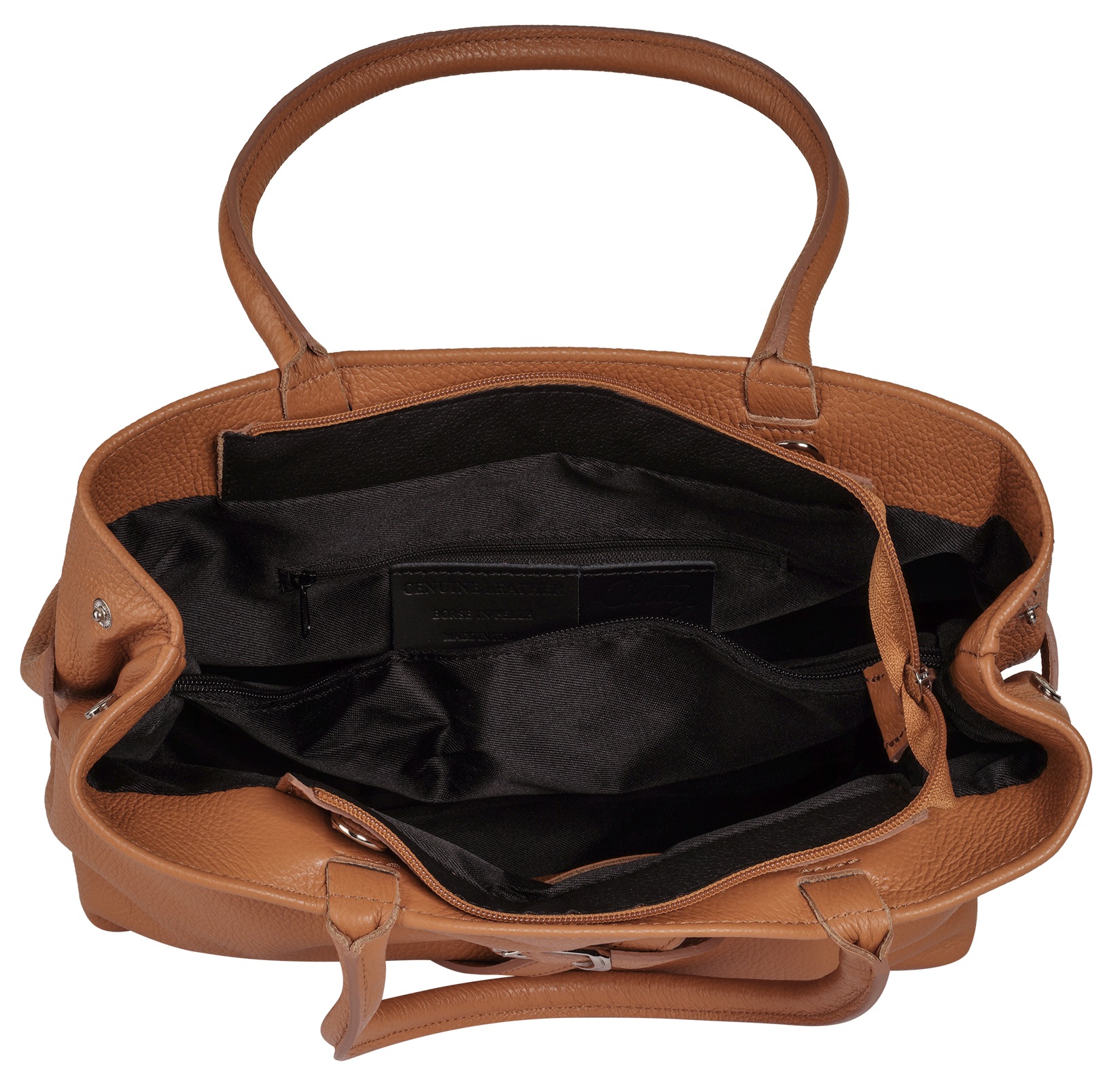 Cluty Henkeltasche, echt Leder, Made in Italy