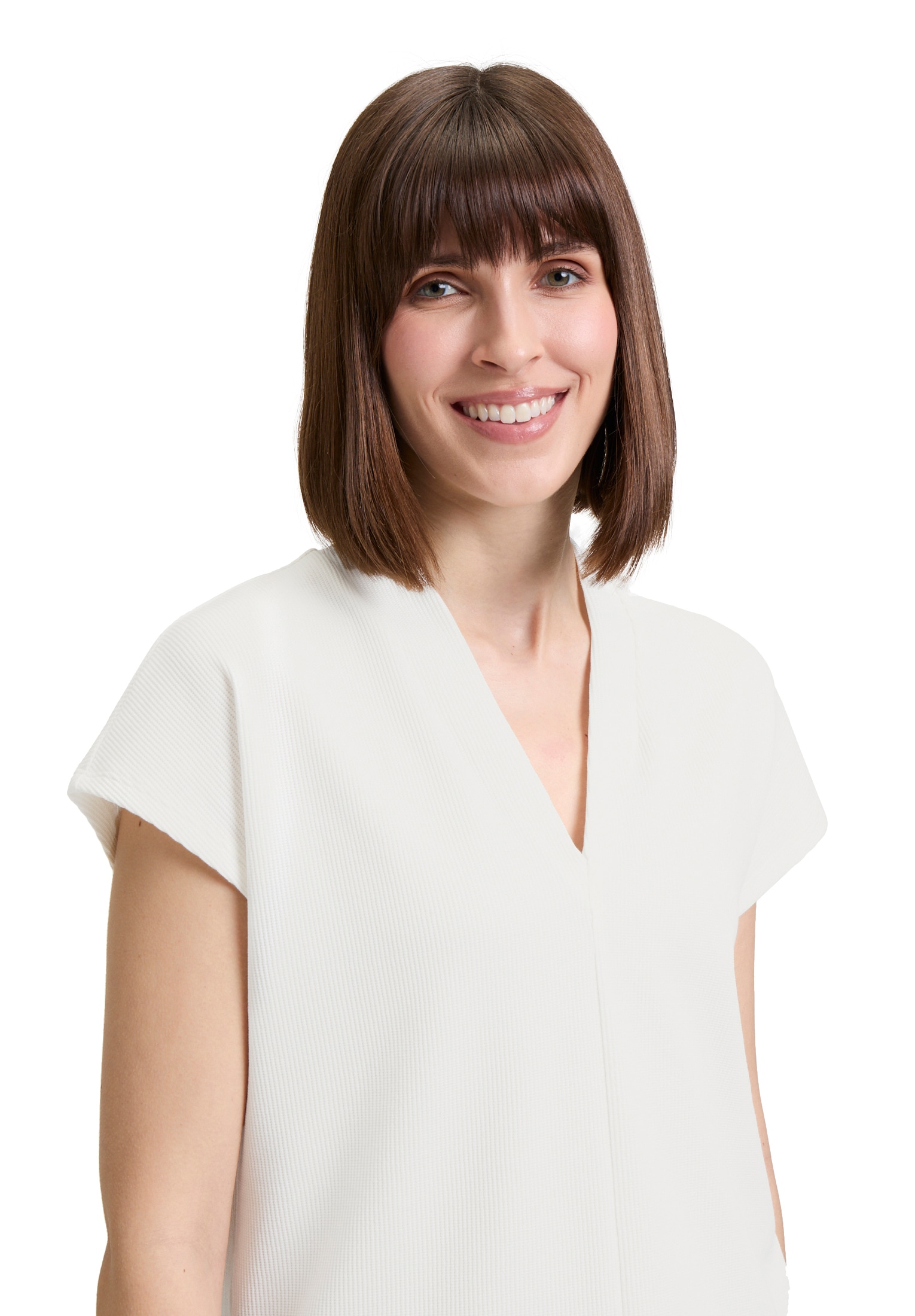 Betty&Co Kurzarmshirt »Betty & Co Damen Casual-Shirt mit V-Ausschnitt«, (1 tlg.), Struktur