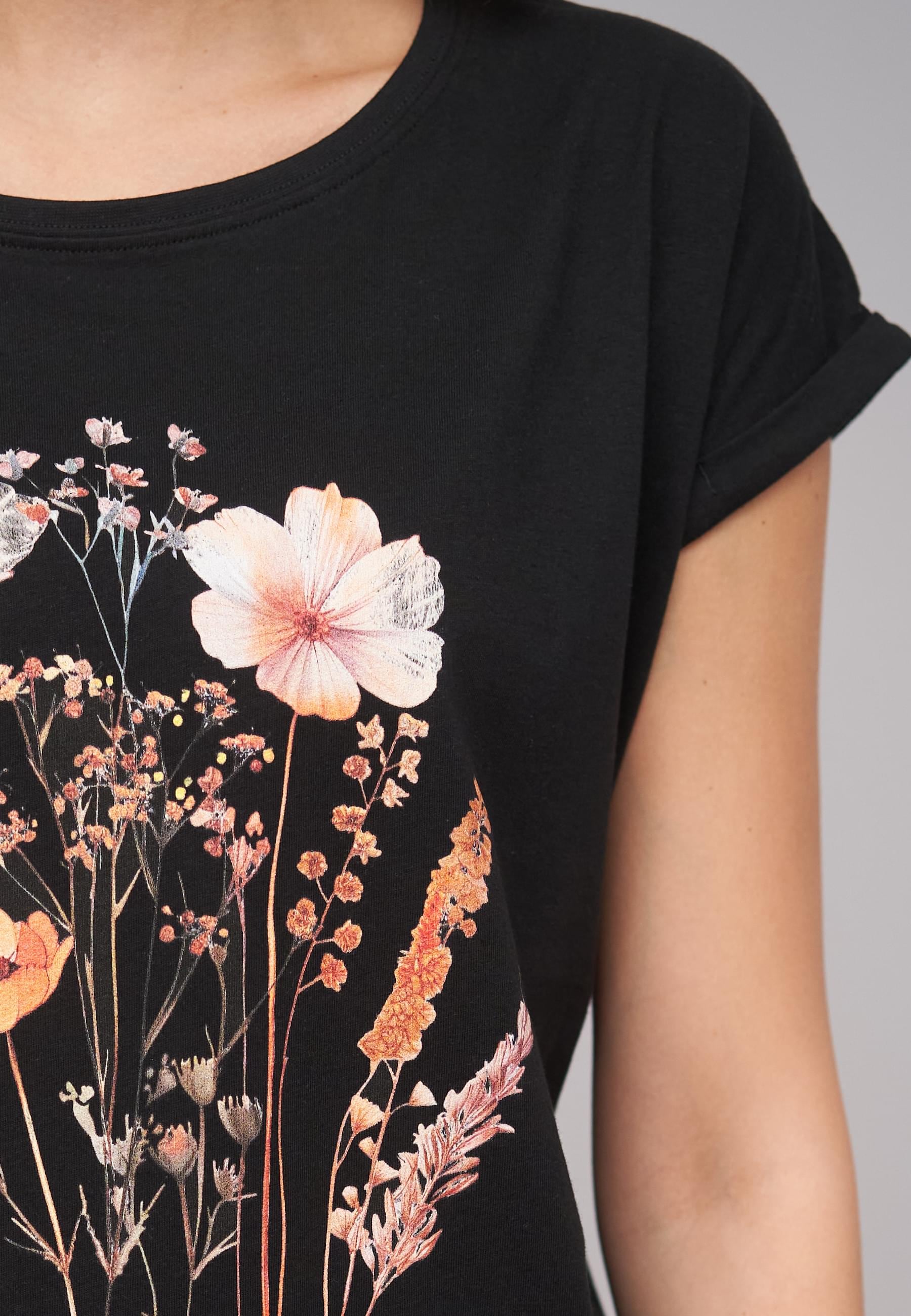 CLOUD 5IVE T-Shirt »CLOUD 5IVE Ladies Wildflower Black Tee«, (1 tlg.)