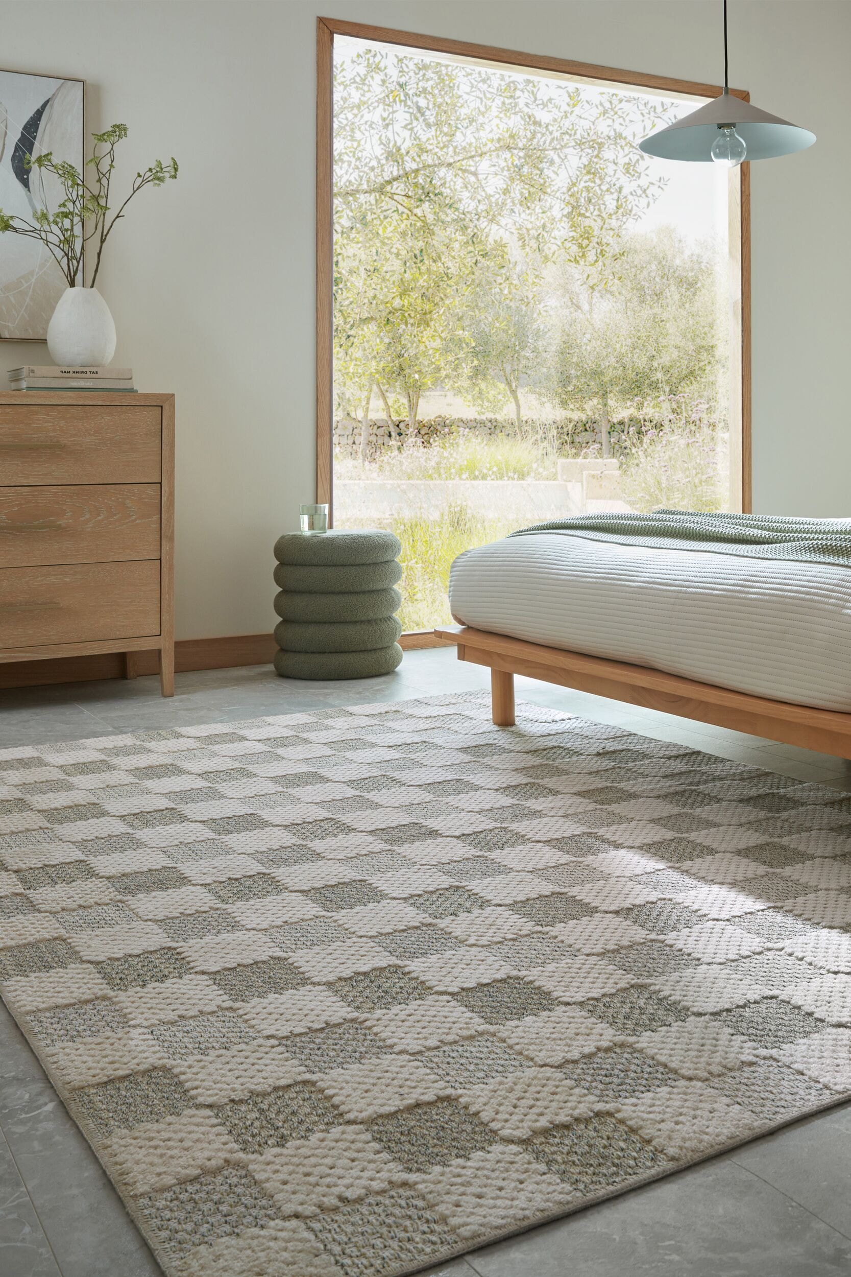 FLAIR RUGS Designteppich "MUTED CHECKERBOARD" rechteckig 4 mm Höhe Waschbarer Teppich, Modernes Schachbrettmuster