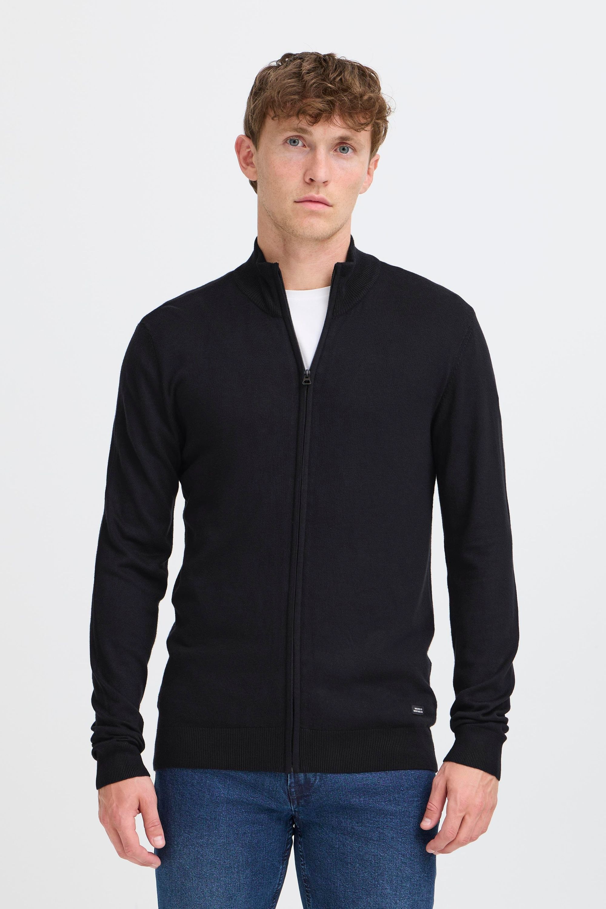 Strickjacke BLEND "Trainingsjacke BHWebe", Herren, Gr. S, schwarz, Obermaterial: 78% Viskose CV. 22% Polyester PES., Strickjacken Strickjacke