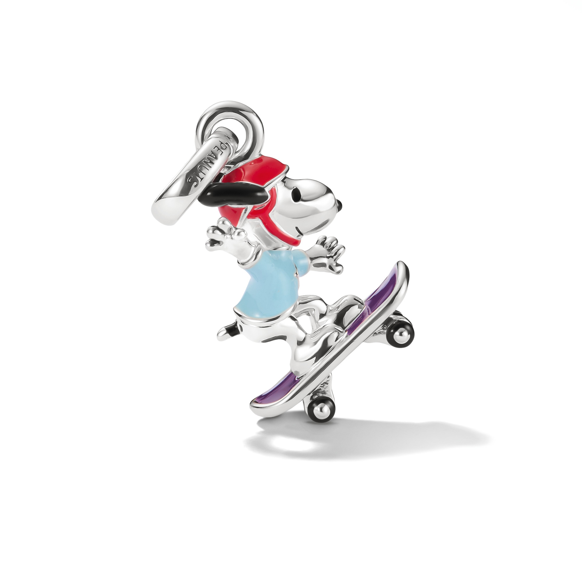 THOMAS SABO Damen Charm-Einhänger "THOMAS SABO x Peanuts Snoopy auf dem Skateboard Charm - Connect", bunt, Silber 925 (recycelt), Charms, Emaille
