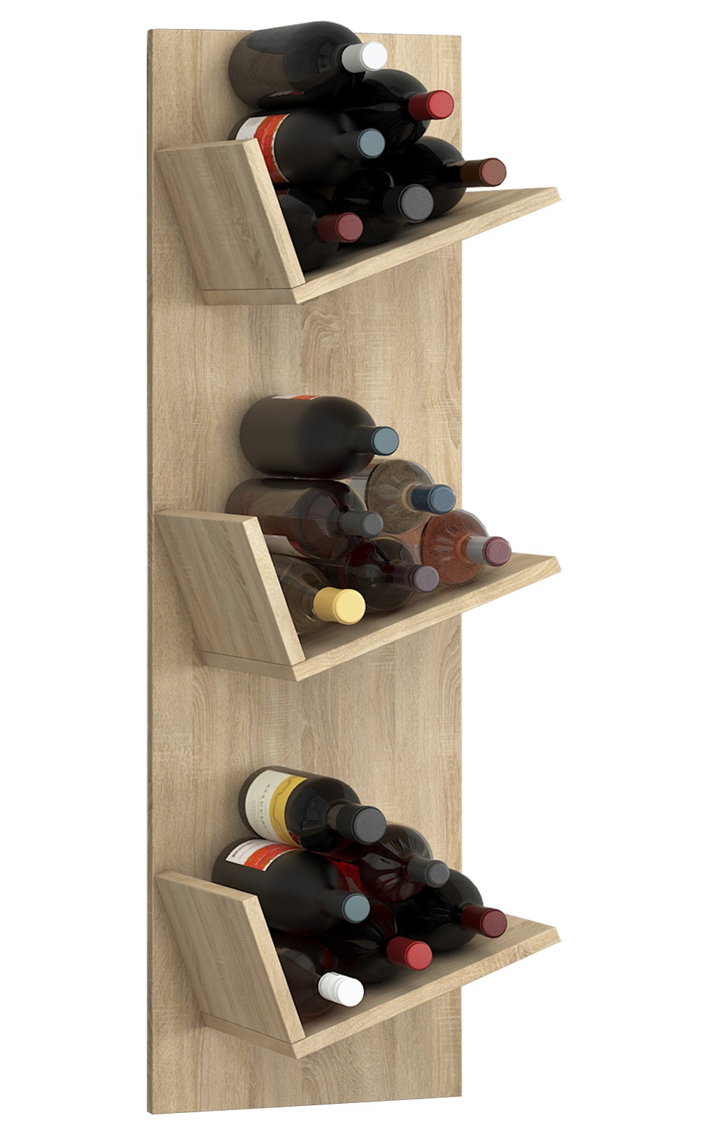 Wandregal VCM, B:33cm T:26cmsonoma, eiche (sägerau), Wohnzimmer, Regale, "Holz Weinregal Wandregal Flaschen Wein Vinosi"