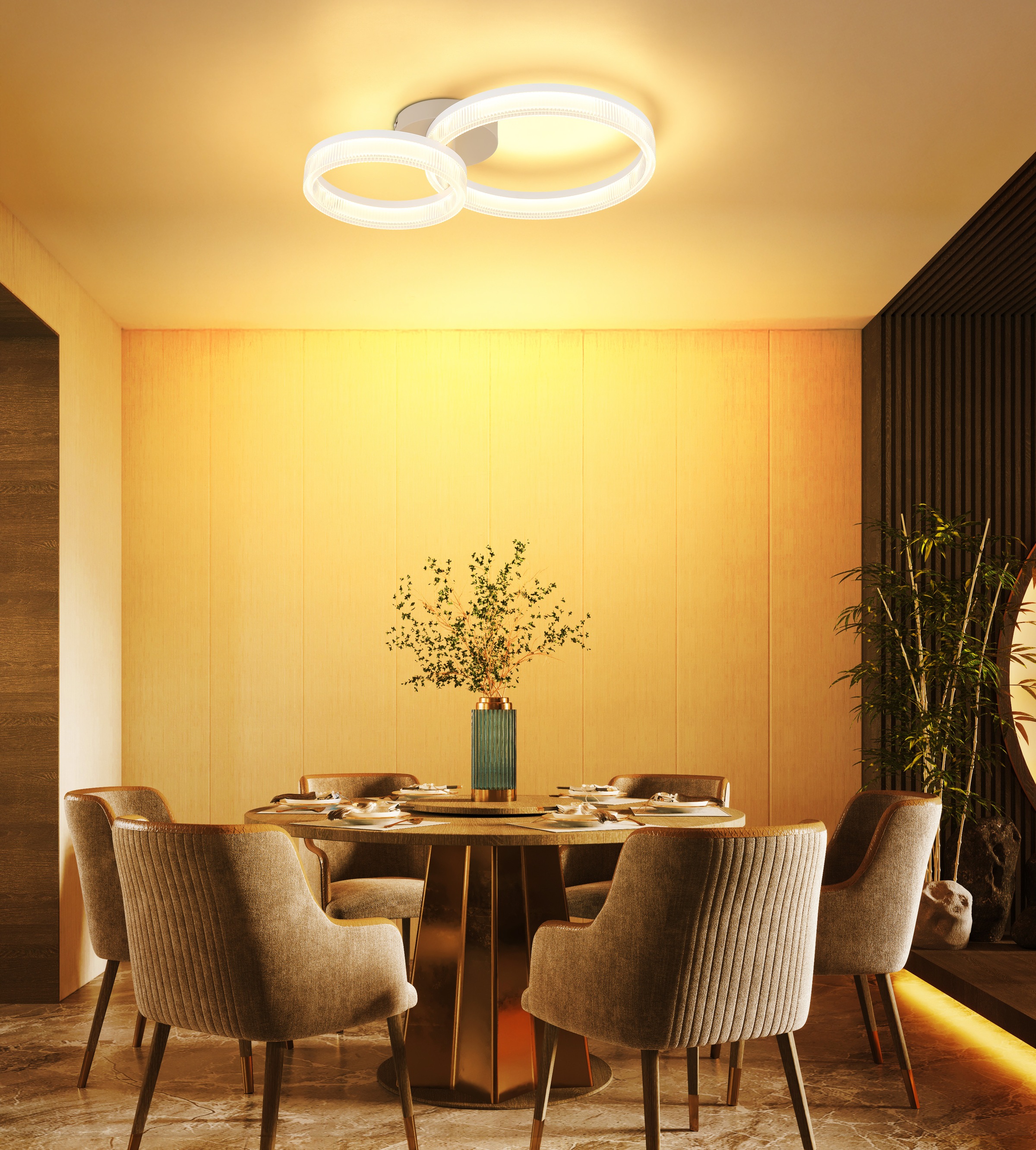 GLOBO LIGHTING Deckenleuchte »Marlenne« LED-Modul 1 Stk. Warmweiß Sandfarbene Deckenleuchte mit weißen Kunststoff-Schirmen