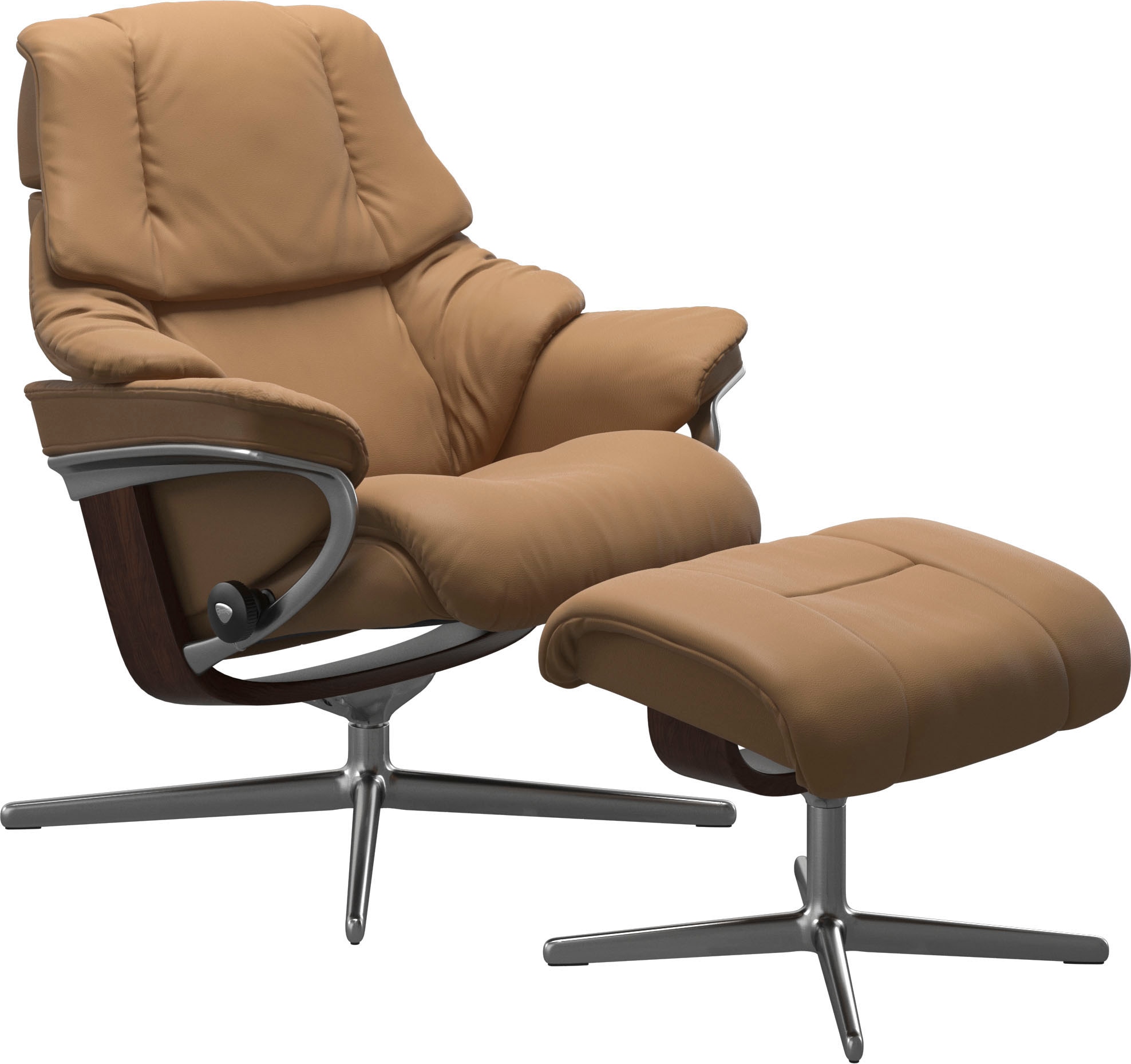 Stressless® Relaxsessel »Reno«, (Set, Relaxsessel mit Hocker), mit Hocker, mit Cross Base, Größe S, M & L, Holzakzent Braun