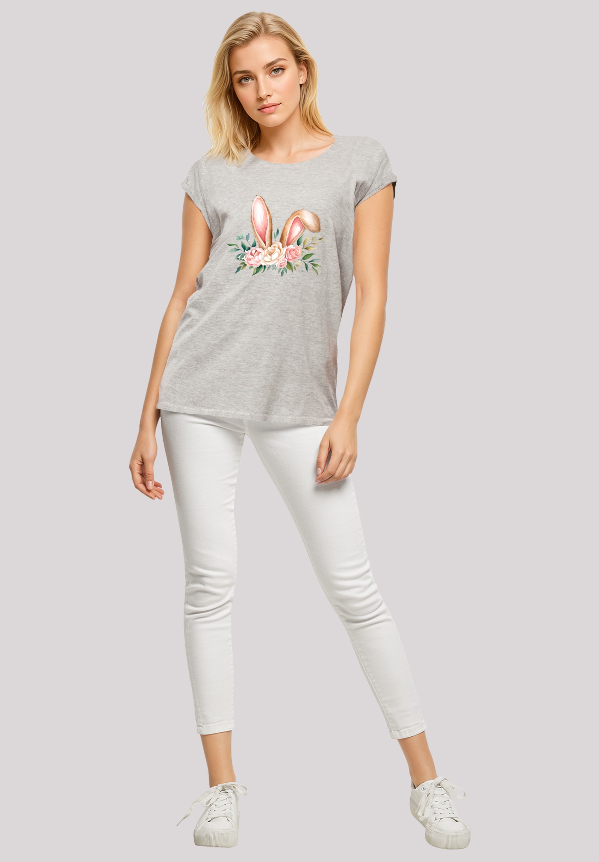 F4NT4STIC T-Shirt »Blumen Osterhasen Ohren Dekor«, Premium Qualität