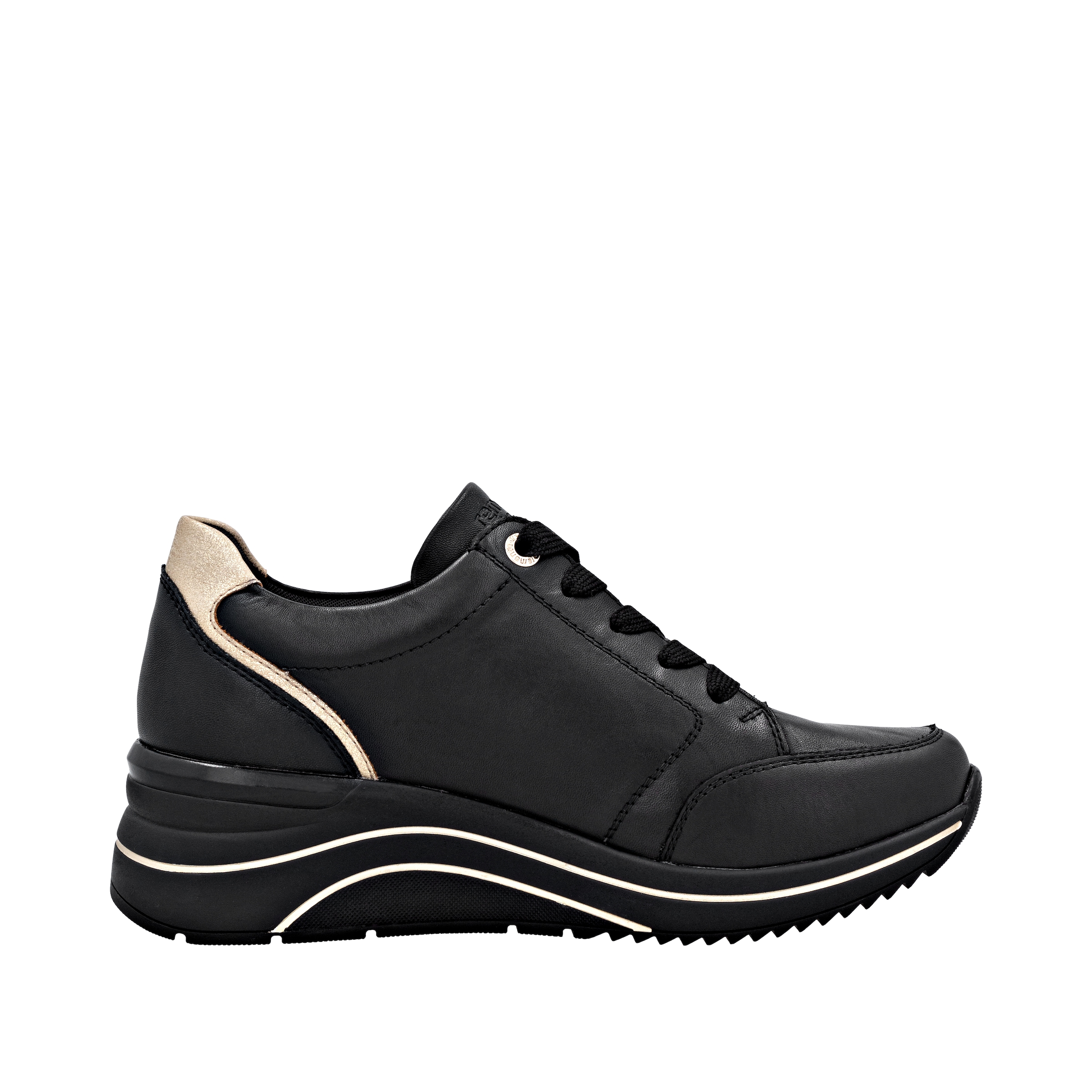 Remonte Keilsneaker, Freizeitschuh, Halbschuh, Schnürschuh mit goldfarbenem Logoanhänger