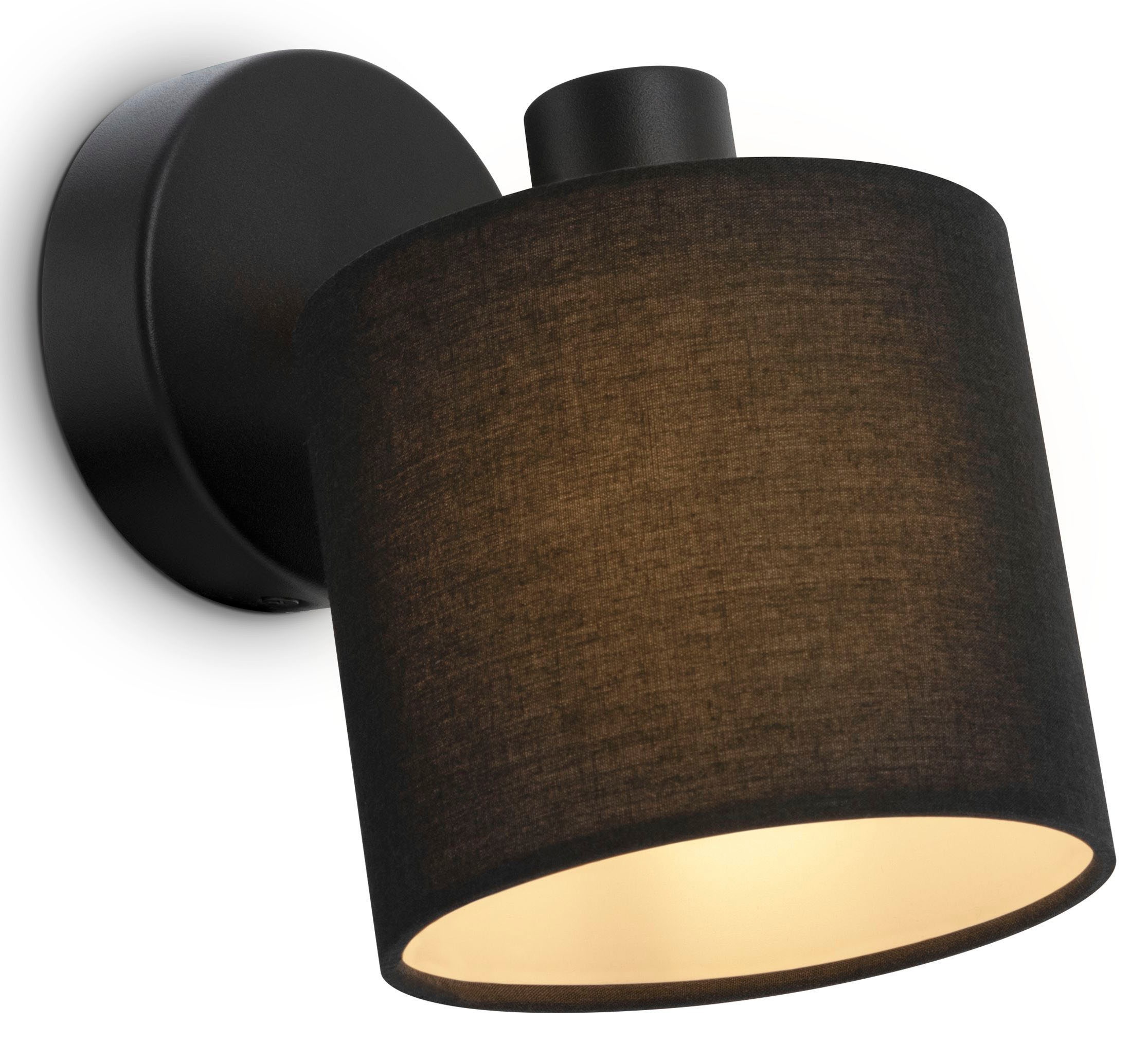 PACO HOME Wandleuchte "ANIKA", schwarz (schwarz, weiß), 1, Ø 12,2cm H: 19cm, Leuchten, Wandleuchte 2