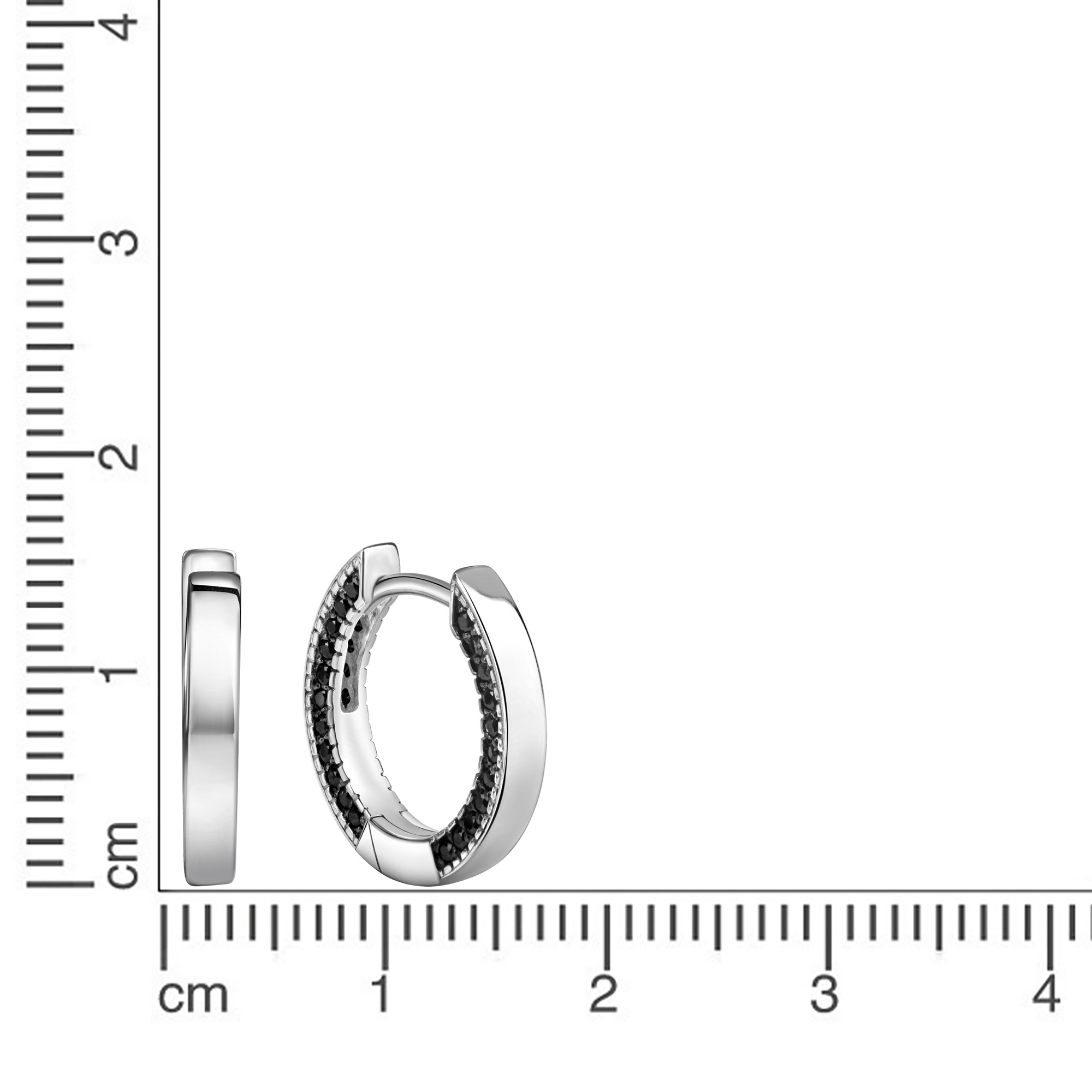 CELESTA Paar Creolen »Silber 925 rhodiniert mit 88 schwarzen Zirkonia-Steinen«