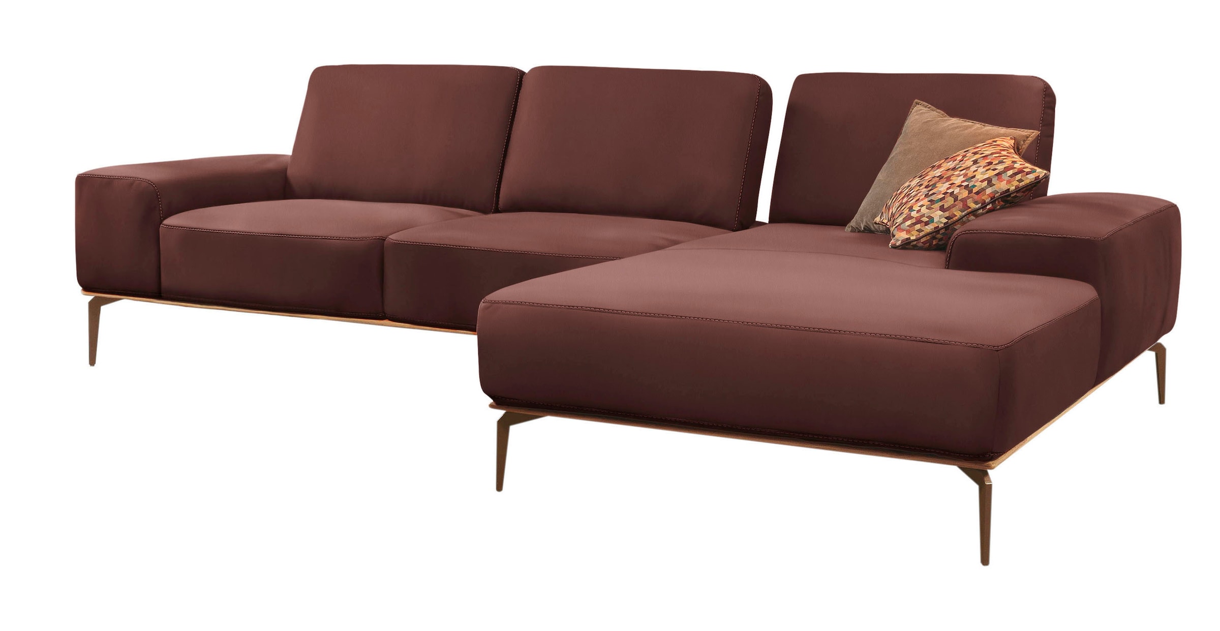 W.SCHILLIG Ecksofa »run, Designsofa mit tollem Sitzkomfort, bequem, L-Form«, mit Holzsockel, Füße in Bronze pulverbeschichtet, Breite 319 cm