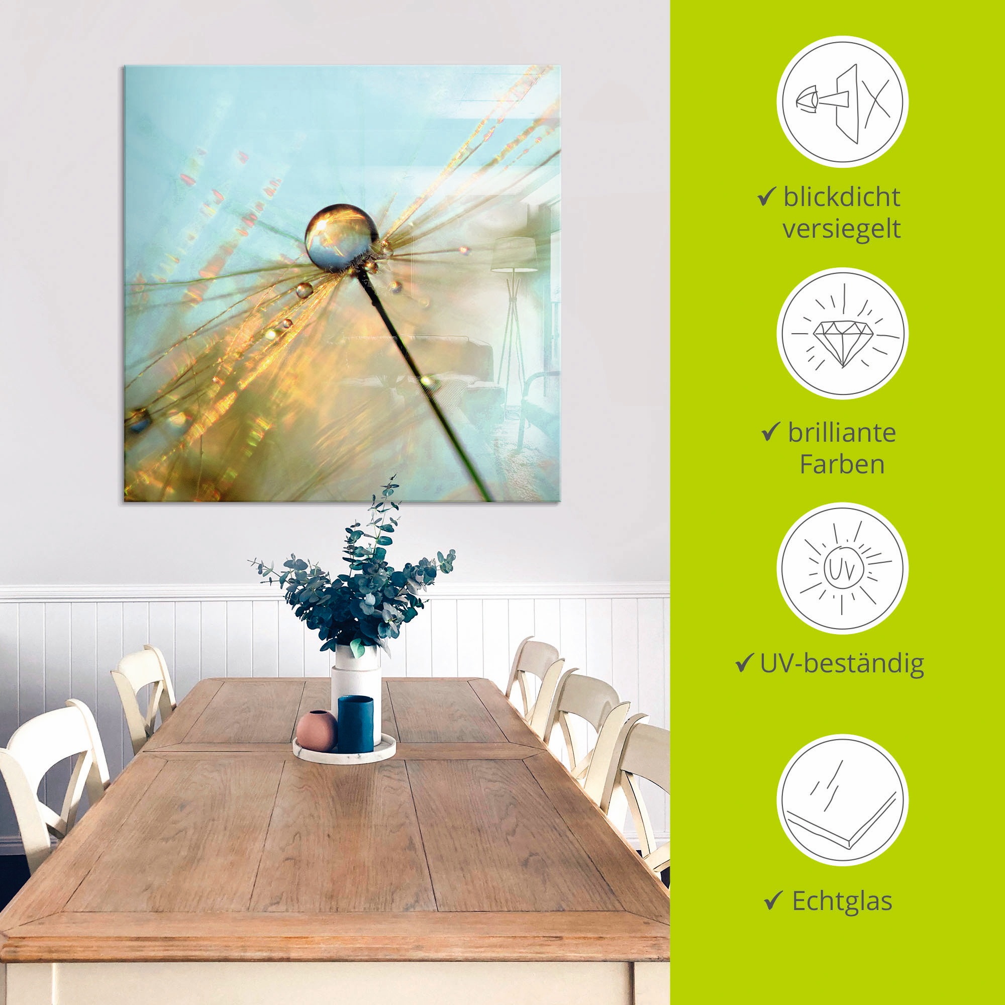 Artland Glasbild »Pusteblume Tautropfen II« 1 Stk. tlg. in verschiedenen Größen