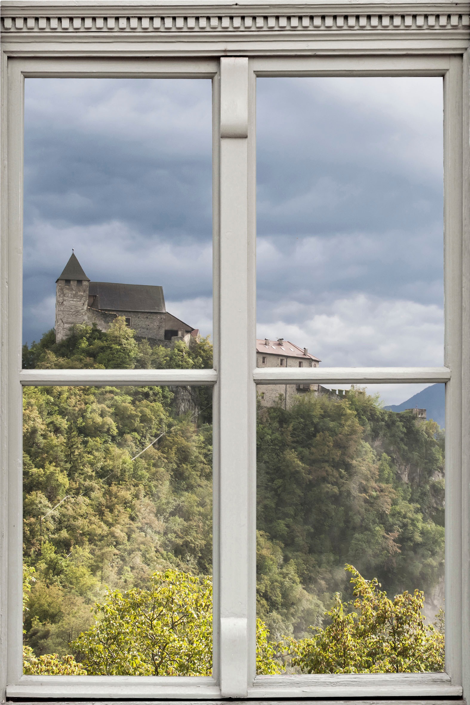 queence Wandsticker "Schloss", Wandsticker, Wandbild, selbstklebend, 3D, Fenster