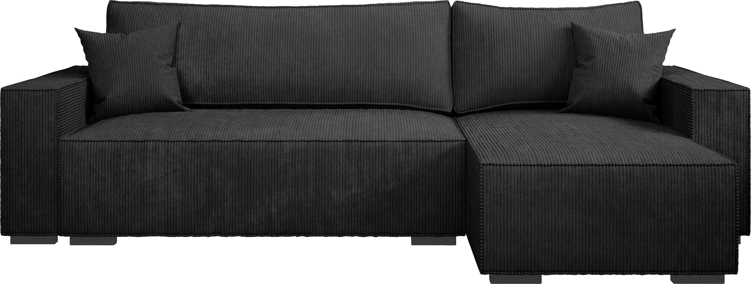 INOSIGN Ecksofa »Winton Cordsofa / Schlafsofa 253 cm«, Cord, Recamiere wechselbar, Schlaffunktion (130/208cm), Bettkasten