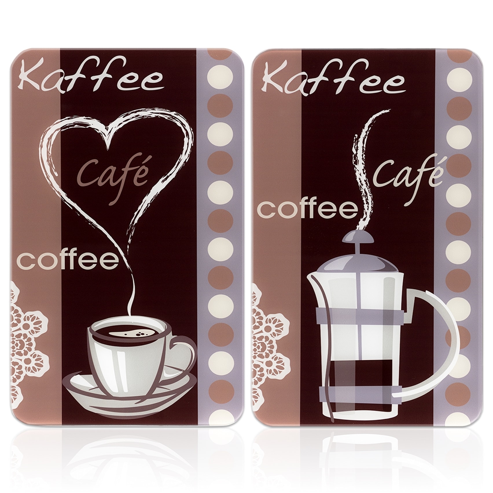 Maximex Herd-Abdeckplatte »Universal Modell Kaffeeduft«, (Set, 2 tlg.), Herdabdeckung für alle Herdarten, kratzfest, mit rutschfesten Füßen
