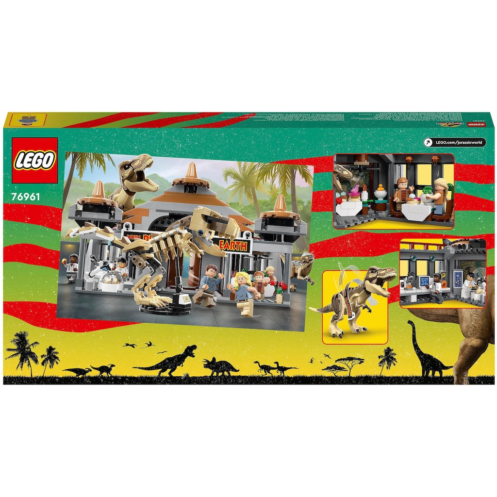 LEGO® Konstruktionsspielsteine »Angriff des T. rex und des Raptors aufs Besucherzentrum (76961)«, (693 St.)