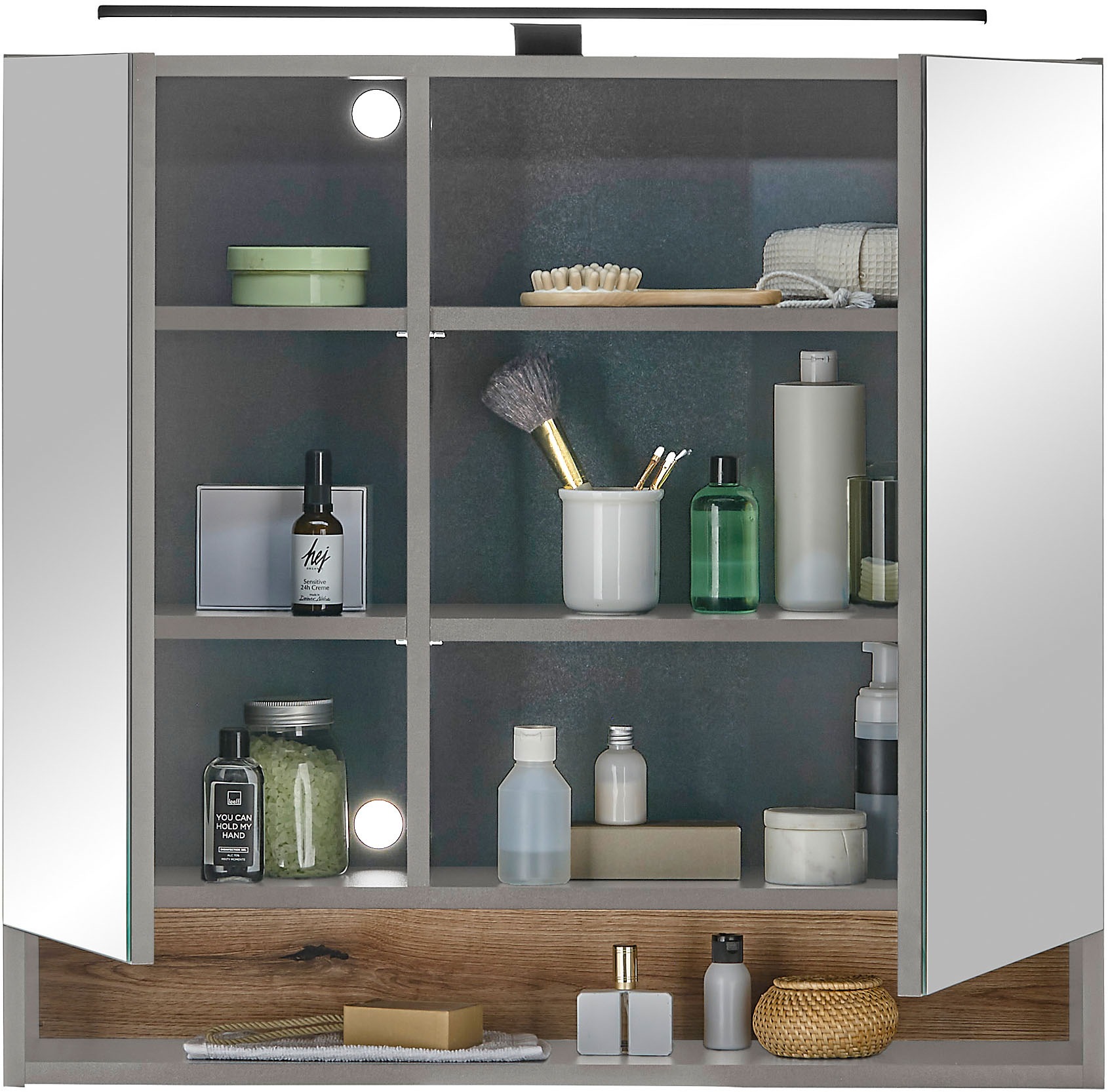 BASIC by Balculina Spiegelschrank »Denver Spiegelschrank, Badezimmerschrank BxHxT 80x75x22«, (1 St.), Breite 80 cm, Tür L/R montierbar, Softclose