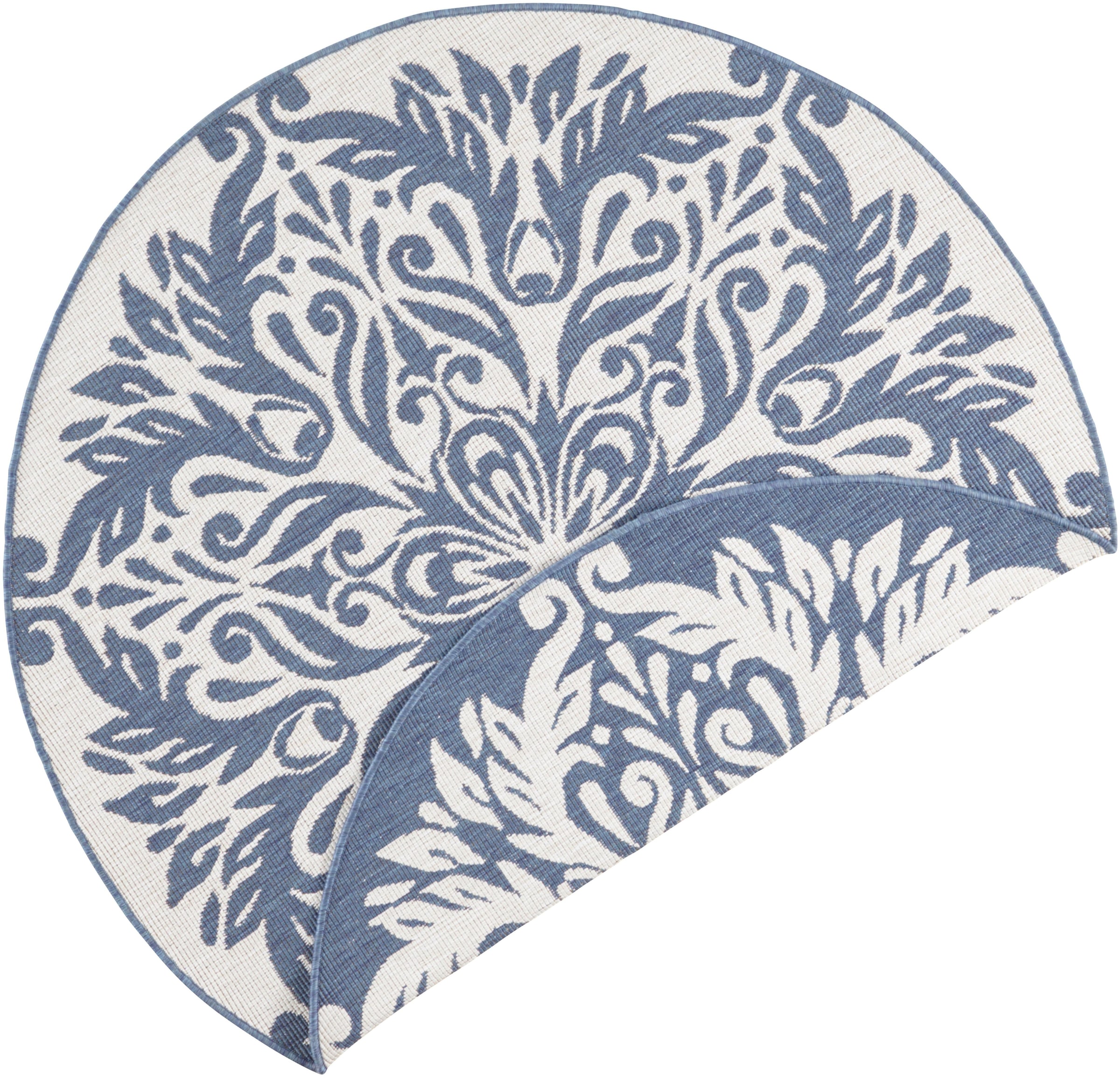 NORTHRUGS Teppich »Madrid«, rund, 5 mm Höhe, In-& Outdoor, Wetterfest, Balkon, Garten, Wohnzimmer, Wasserfest