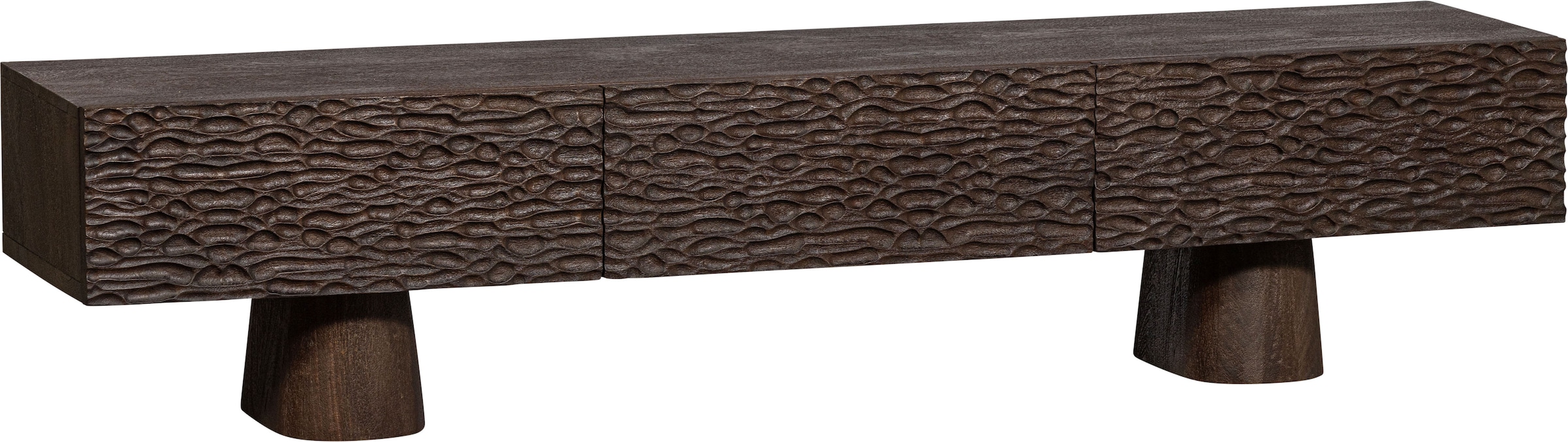 WOOOD Lowboard »Crumble TV-Kommode«, aus Mangoholz, drei Schubladen, H 40 cm x B 180 cm x T 40 cm