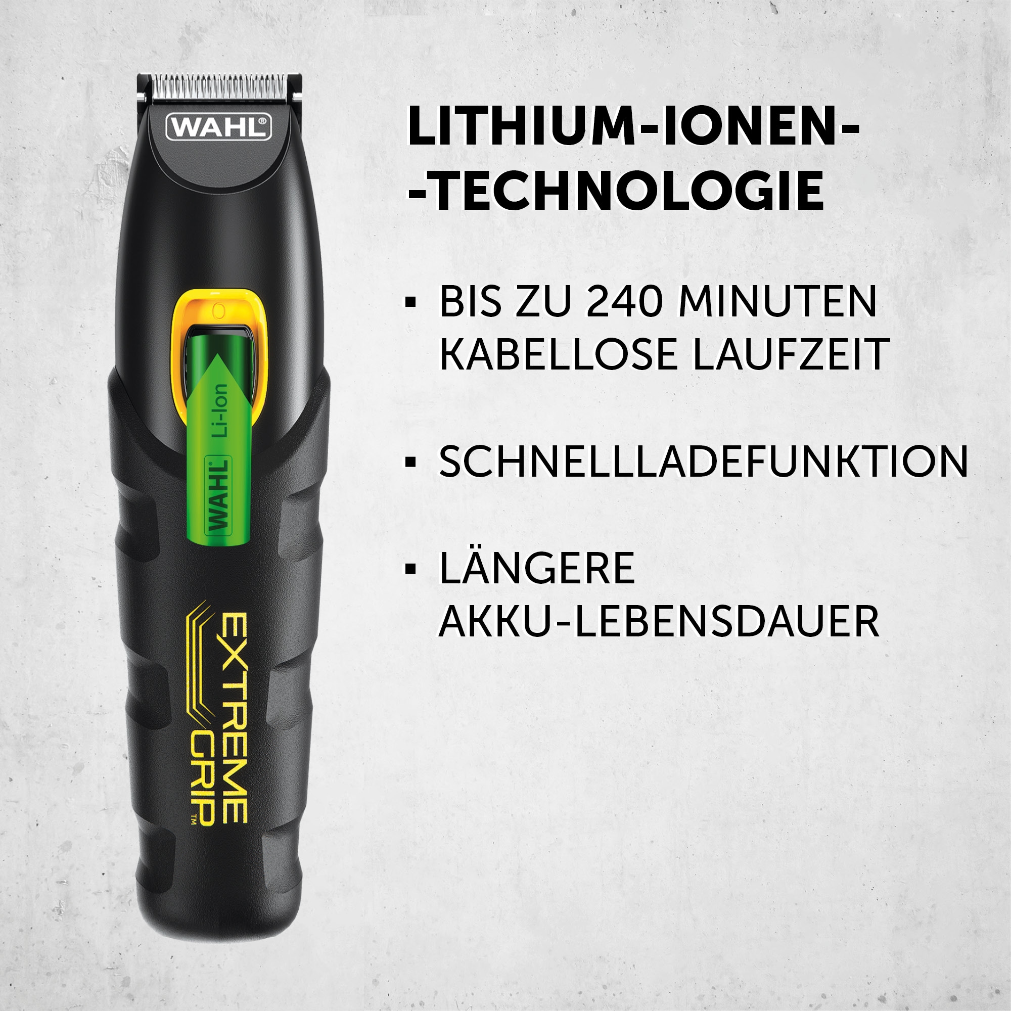 Wahl Multifunktionstrimmer »Extreme Grip Advanced«, 14 Aufsätze, Rutschfester Griff, Lithium-Ionen-Technologie, USB Aufladung