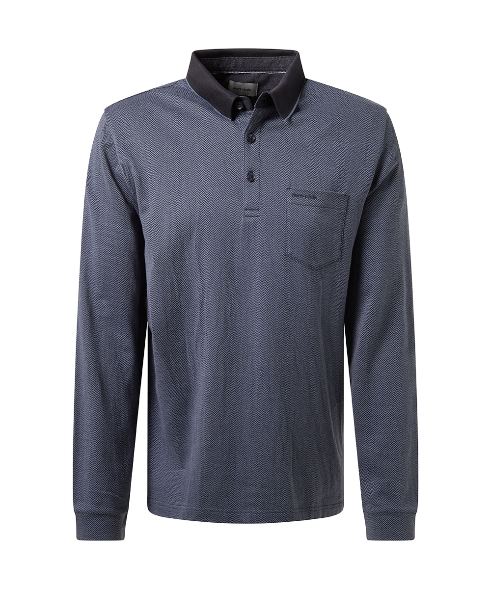 Pierre Cardin Langarm-Poloshirt, mit Fischgratmuster