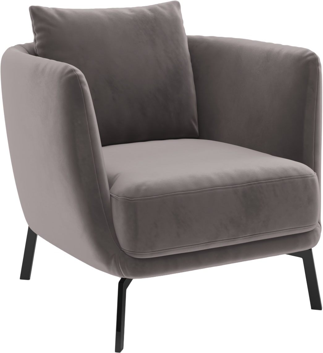Sessel "Pearl - 5 Jahre Hersteller-Garantie", grau (stone), B:86cm H:68cm T:86cm, 100% Polyester, SCHÖNER WOHNEN-KOLLEKTION, Sessel, Sessel, Maße (B/H/T): 86/68/86 cm, auch in Bouclé, Füße Metall 2