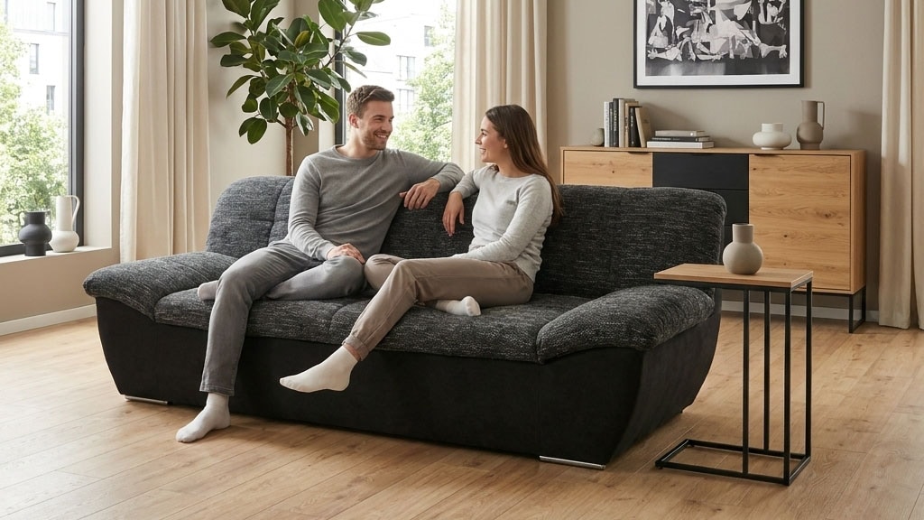 OTTO home 2-Sitzer "Salltum 211 cm breit, formschön, komfortabel" mit Ziernähen in Rücken und im Sitz, pflegeleichter Bezug